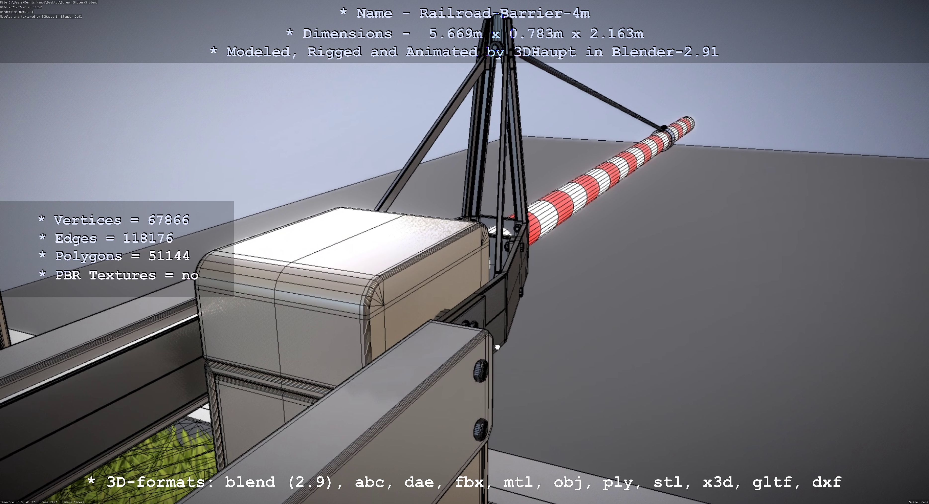 Railroad Barrier 4m High-Poly 3D model_57