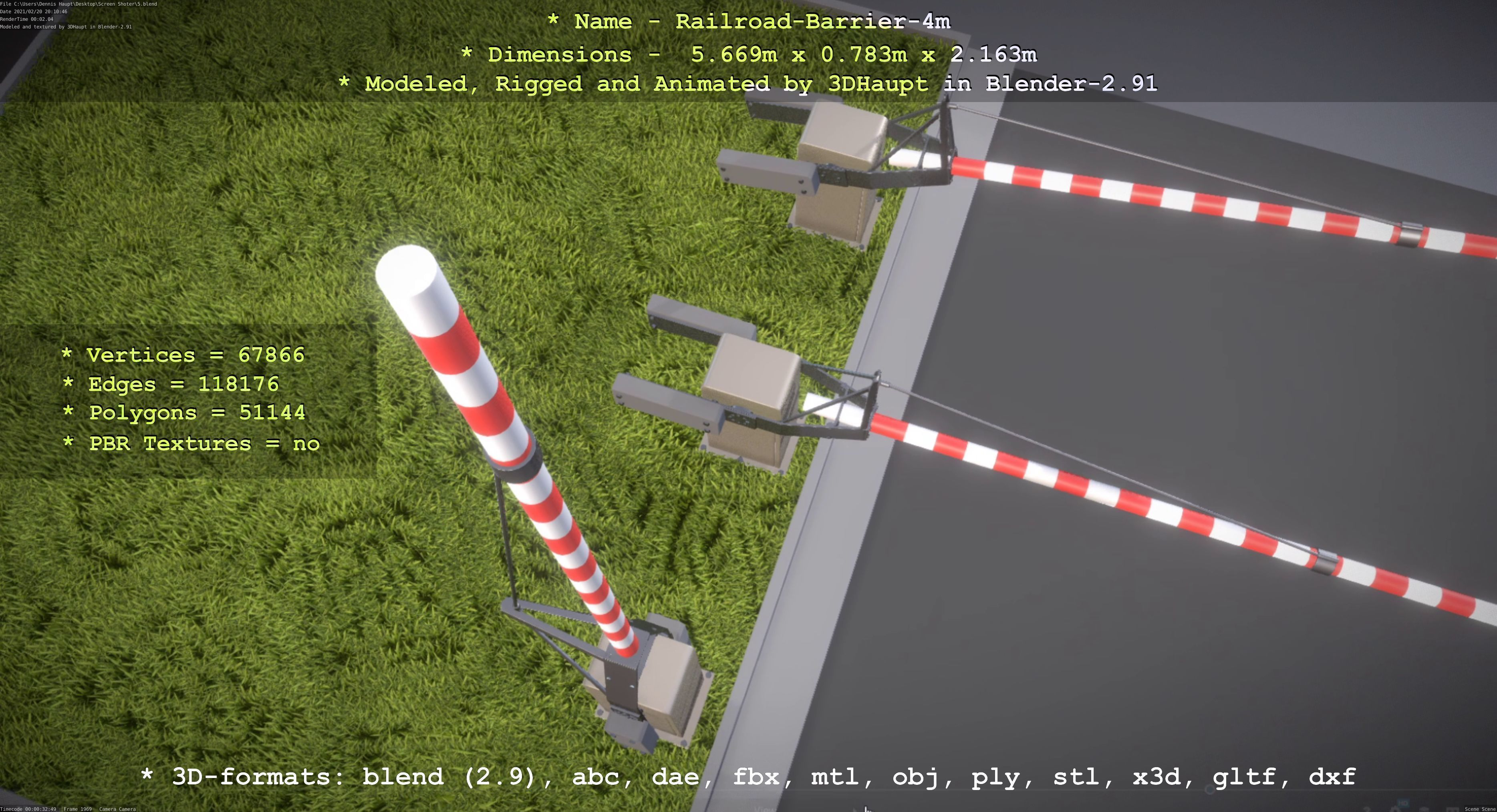 Railroad Barrier 4m High-Poly 3D model_36