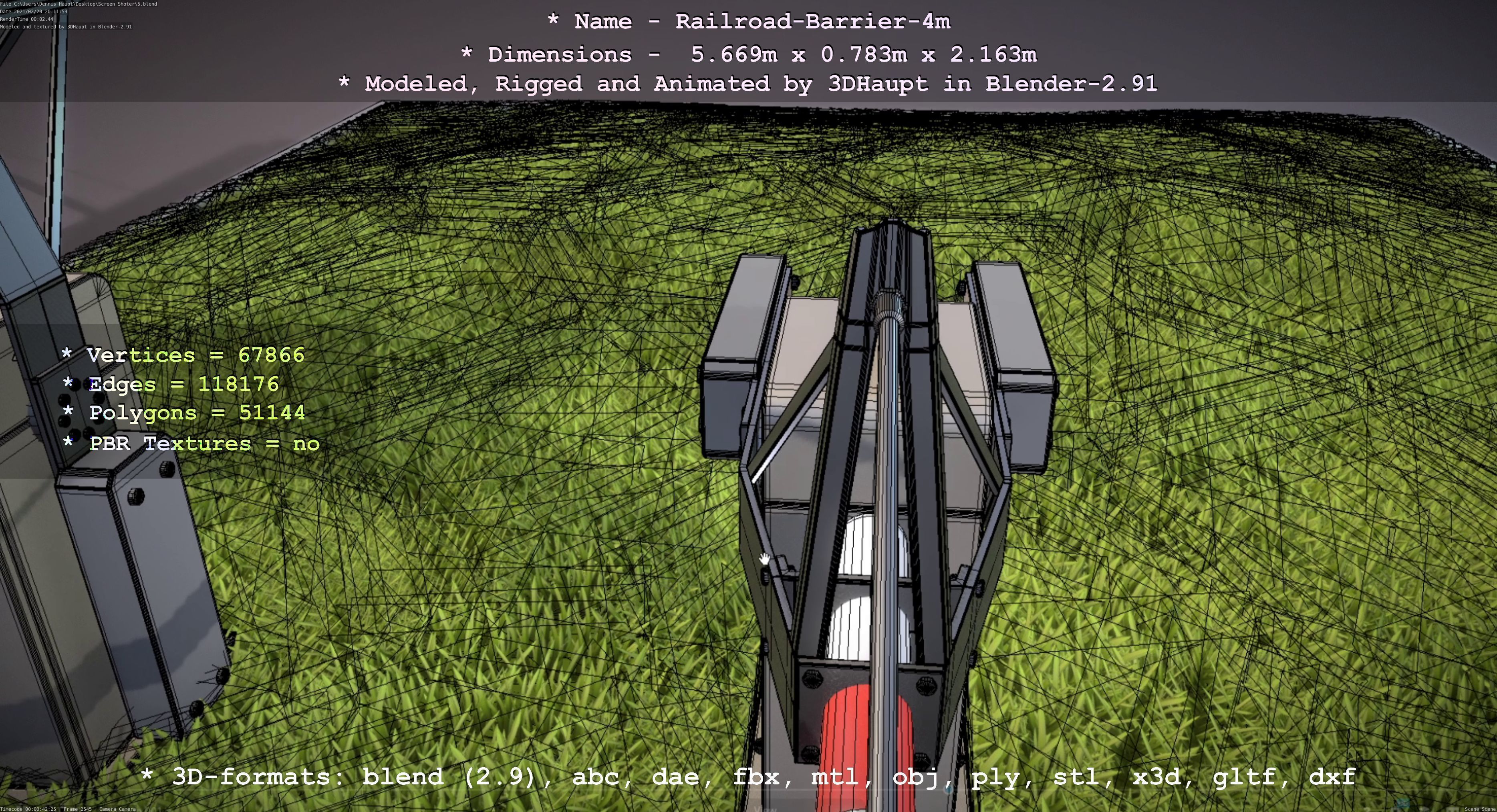Railroad Barrier 4m High-Poly 3D model_80