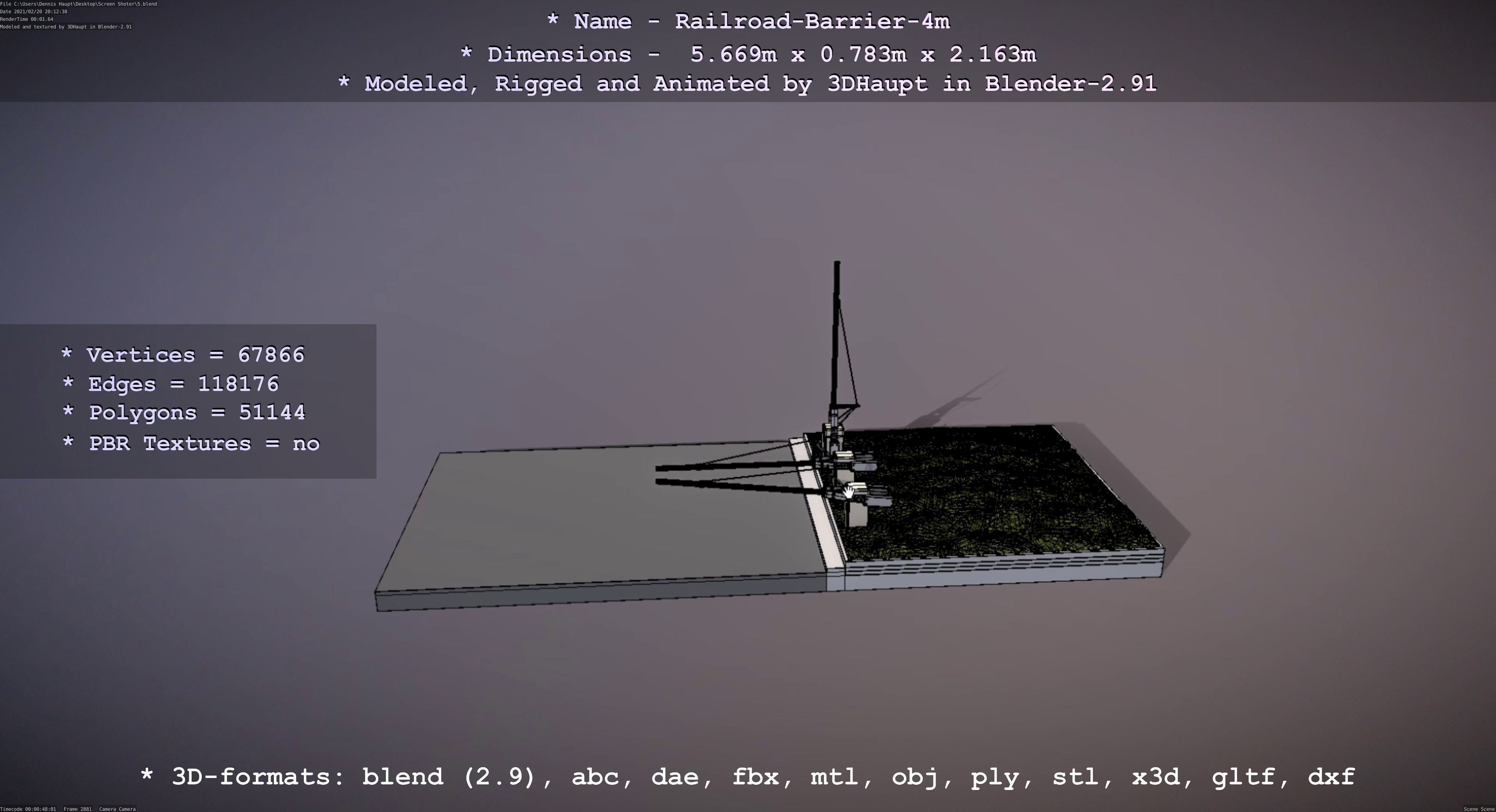 Railroad Barrier 4m High-Poly 3D model_63