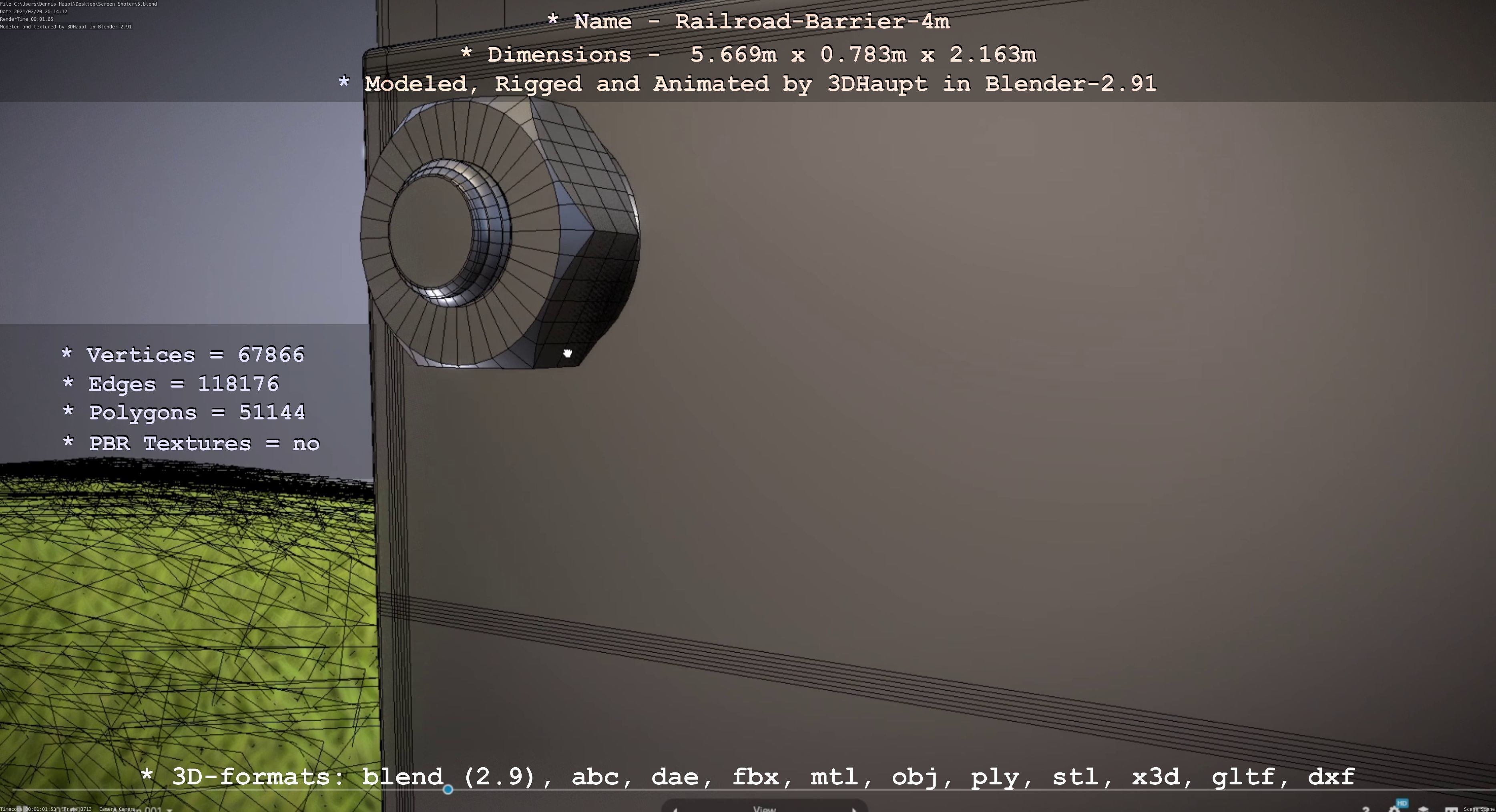 Railroad Barrier 4m High-Poly 3D model_86