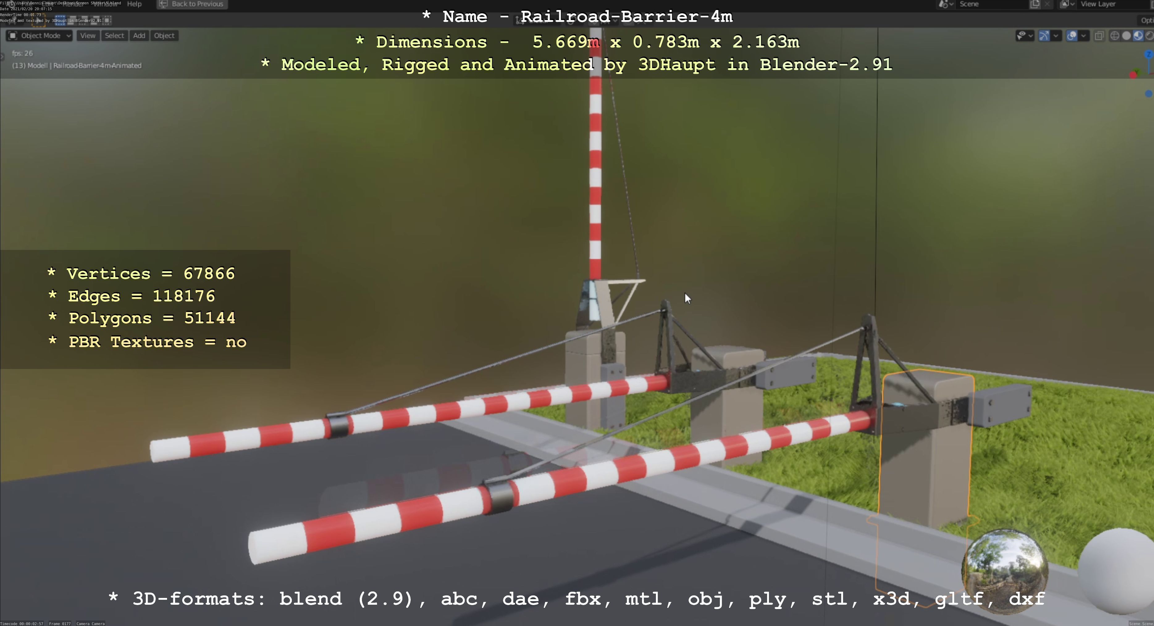 Railroad Barrier 4m High-Poly 3D model_28