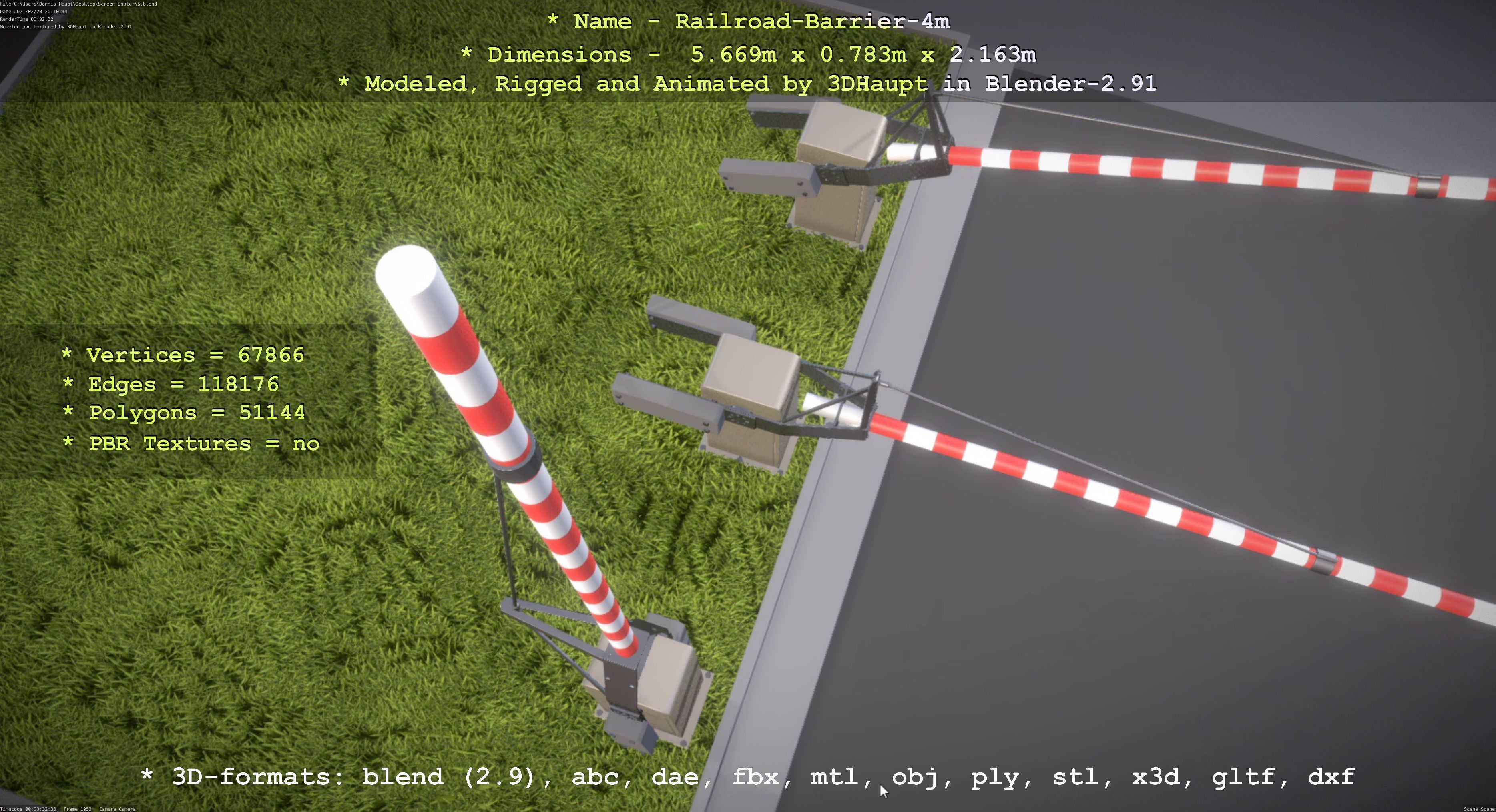 Railroad Barrier 4m High-Poly 3D model_45