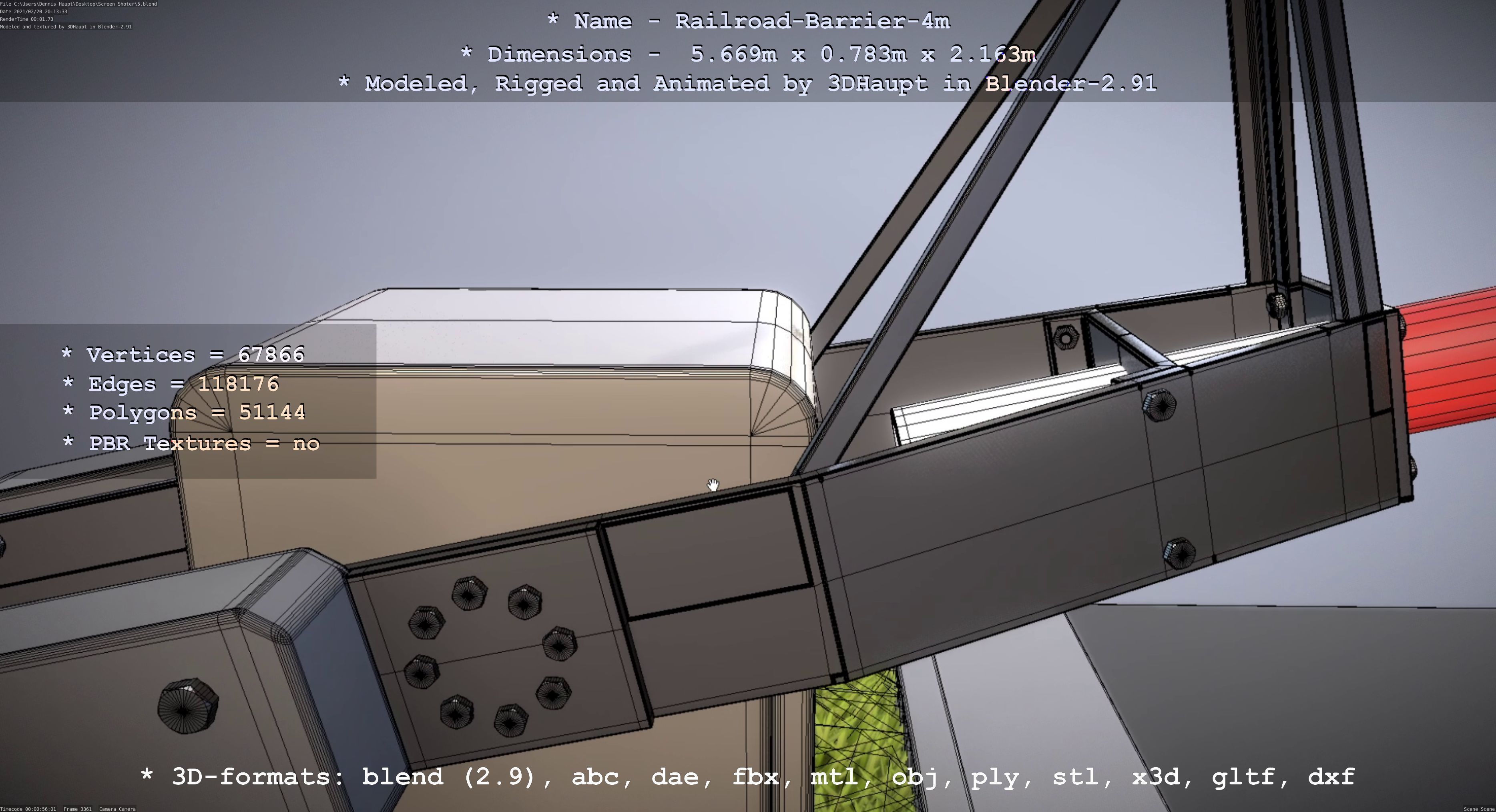 Railroad Barrier 4m High-Poly 3D model_71