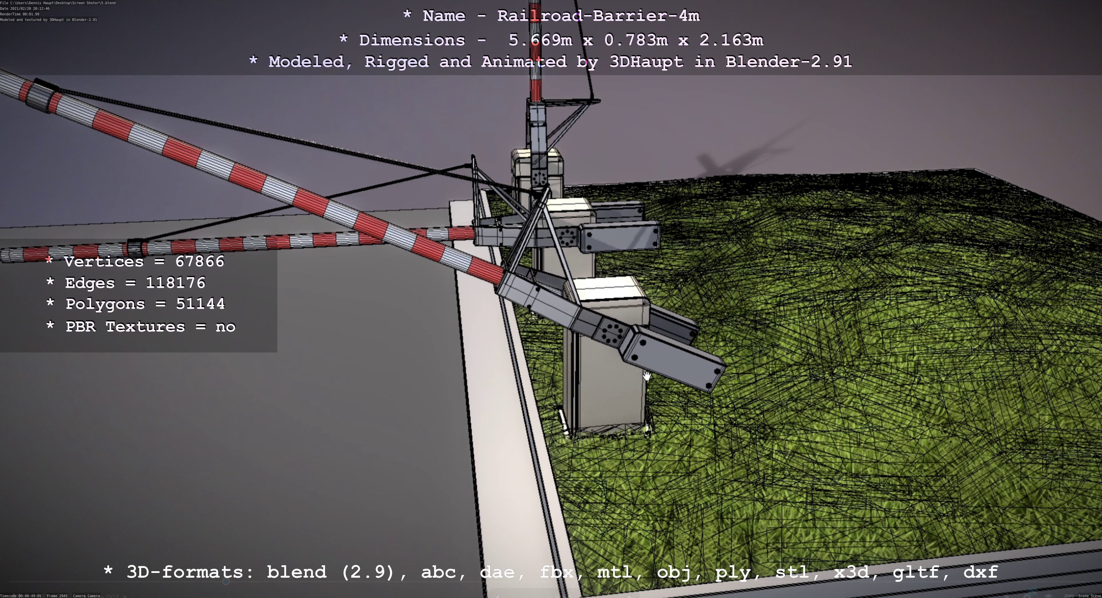 Railroad Barrier 4m High-Poly 3D model_73