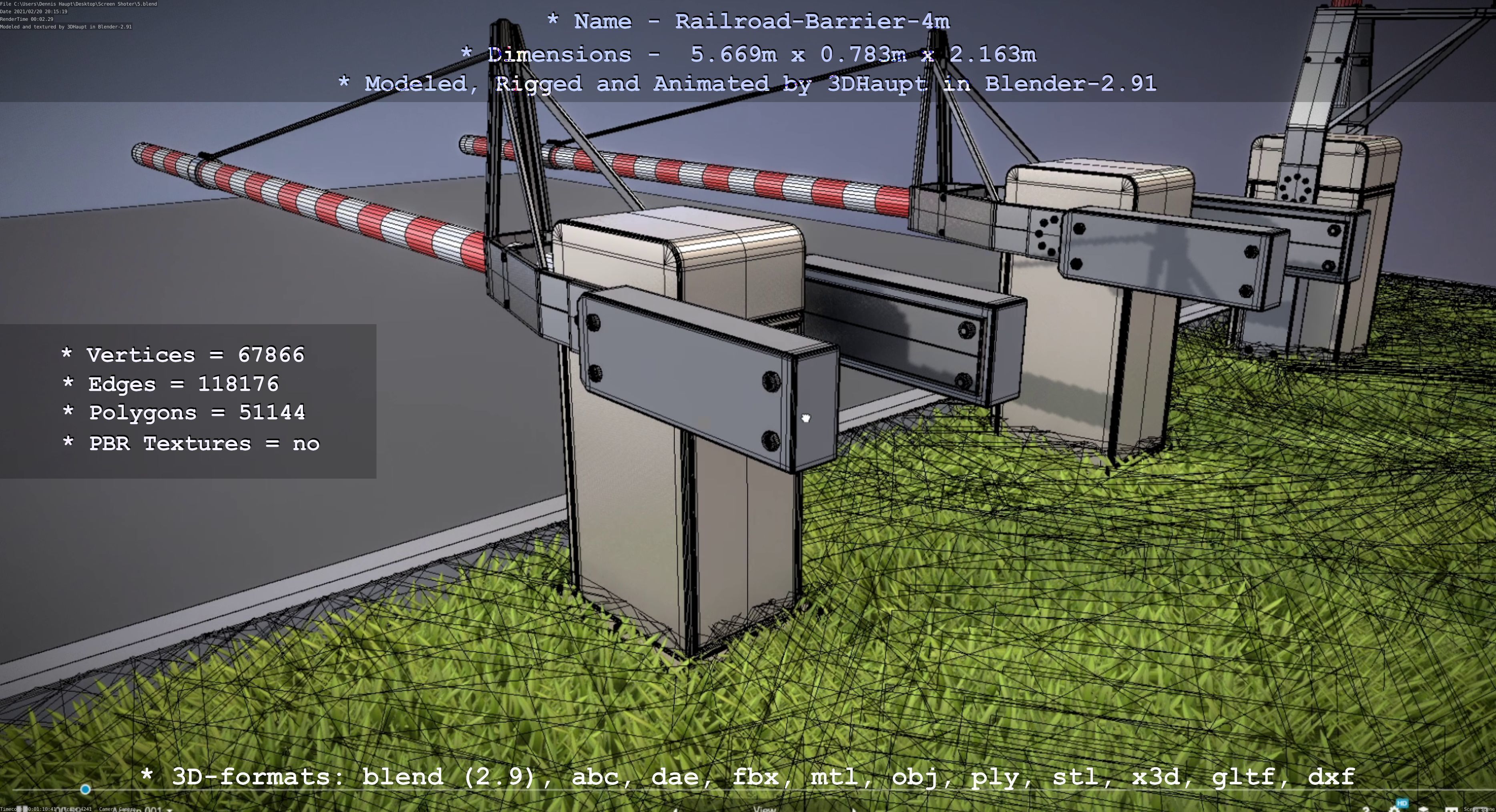Railroad Barrier 4m High-Poly 3D model_93