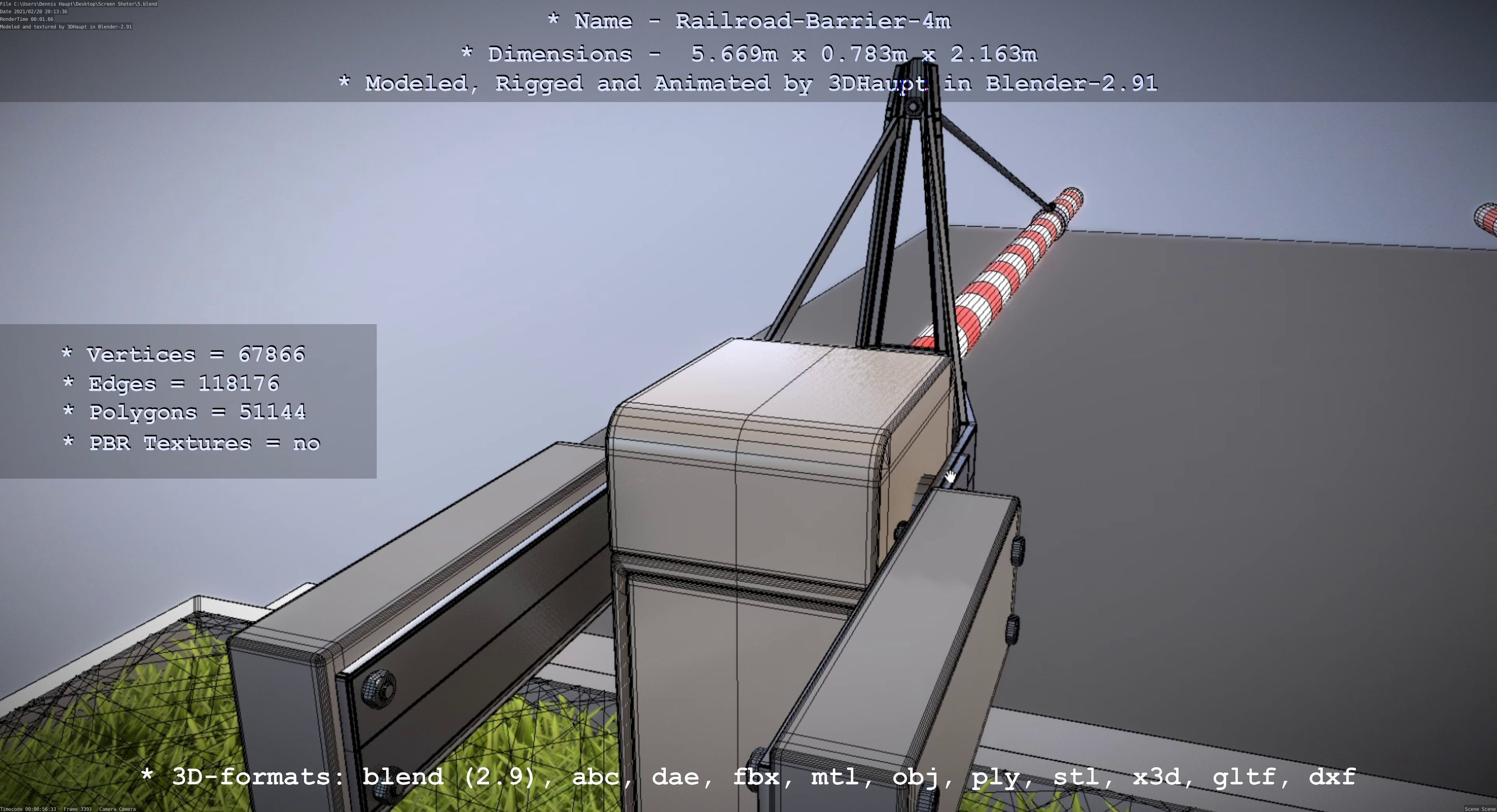 Railroad Barrier 4m High-Poly 3D model_76