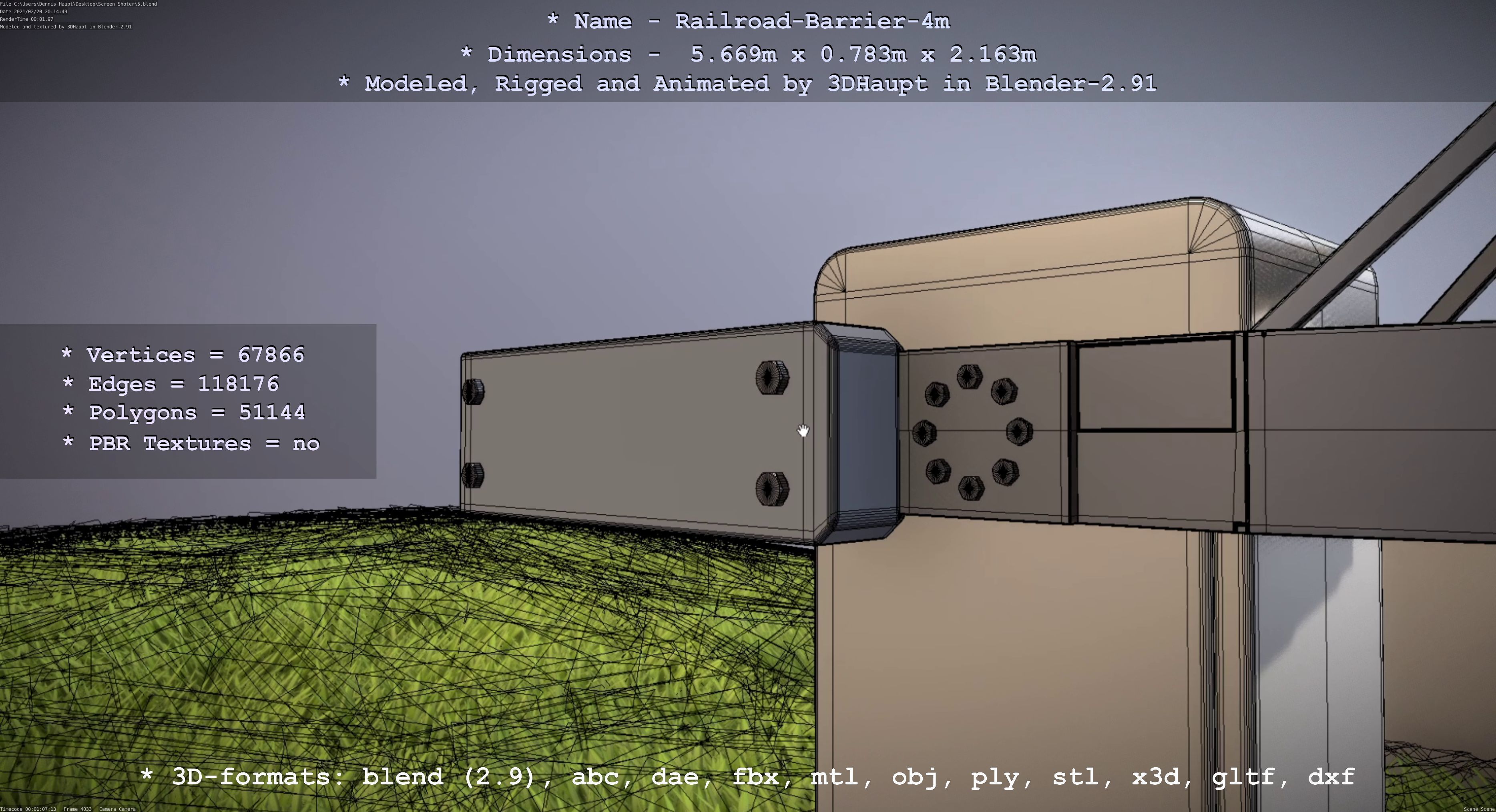 Railroad Barrier 4m High-Poly 3D model_21