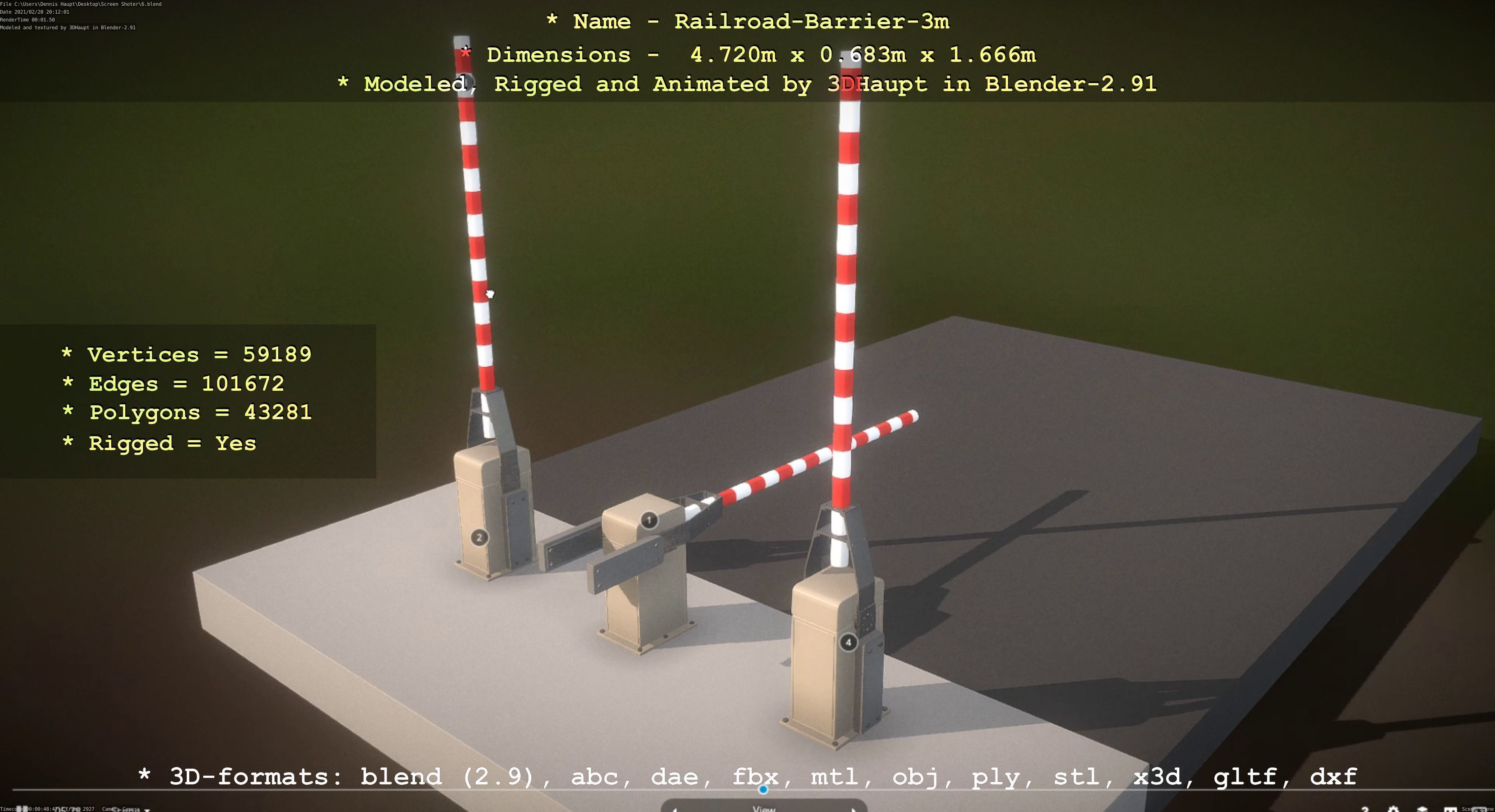 Railroad Barrier 3m High-Poly Version 3D model_92