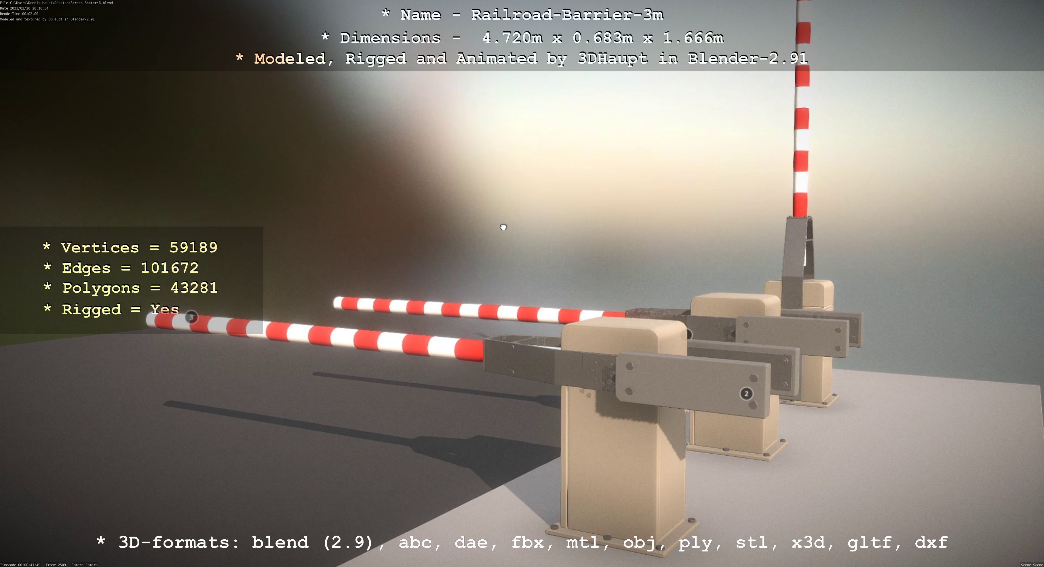 Railroad Barrier 3m High-Poly Version 3D model_91