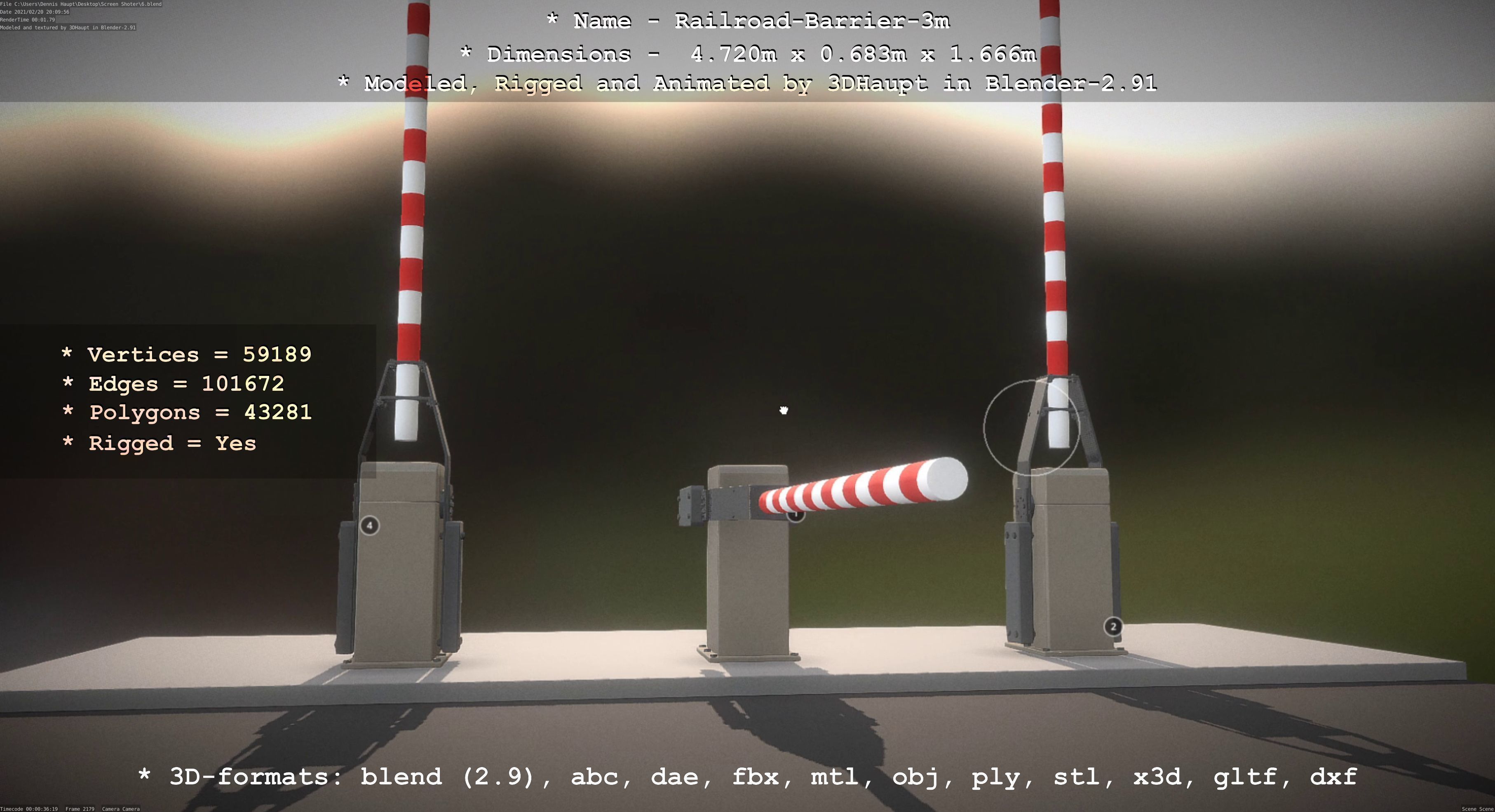 Railroad Barrier 3m High-Poly Version 3D model_68