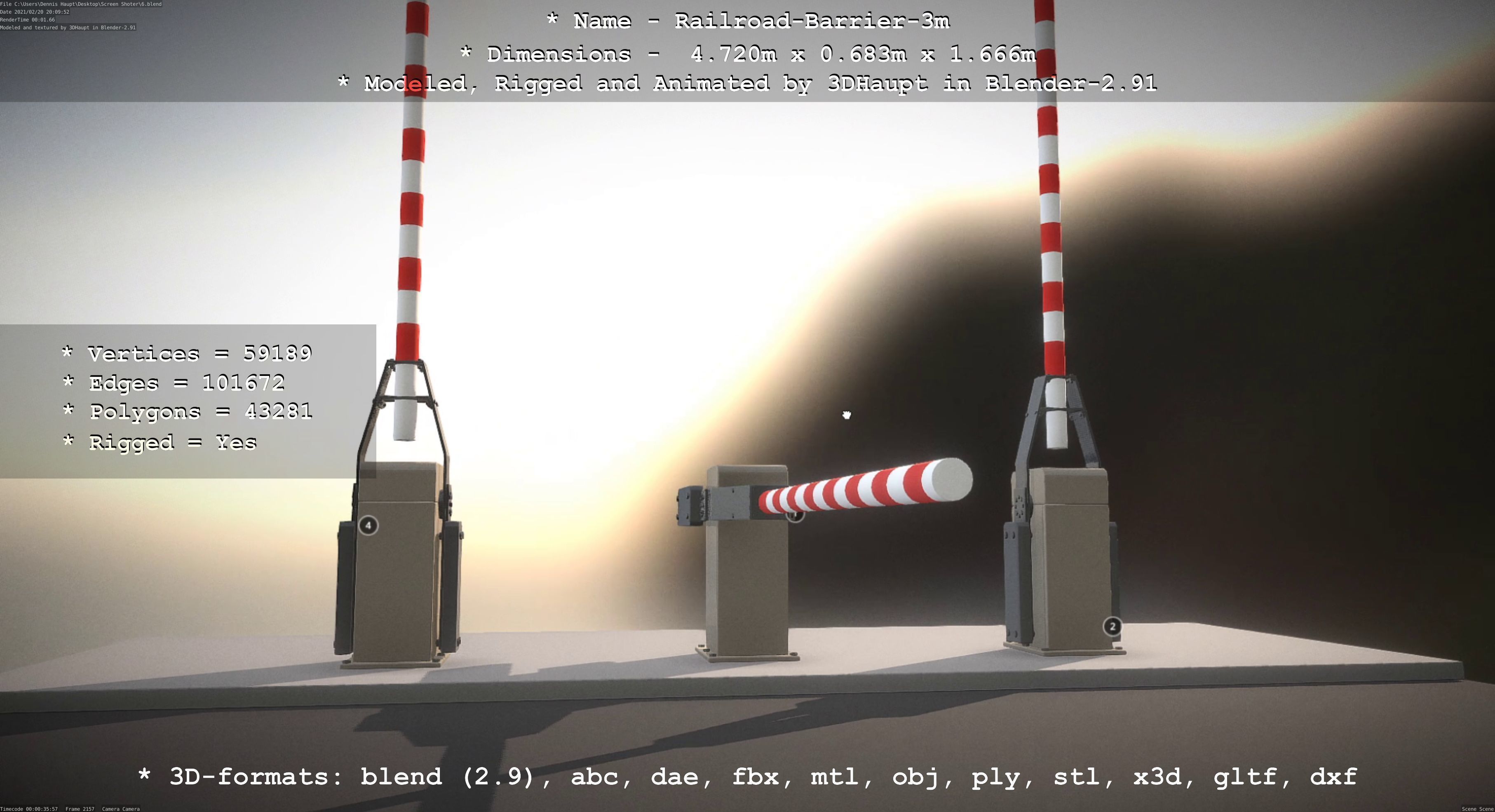 Railroad Barrier 3m High-Poly Version 3D model_67