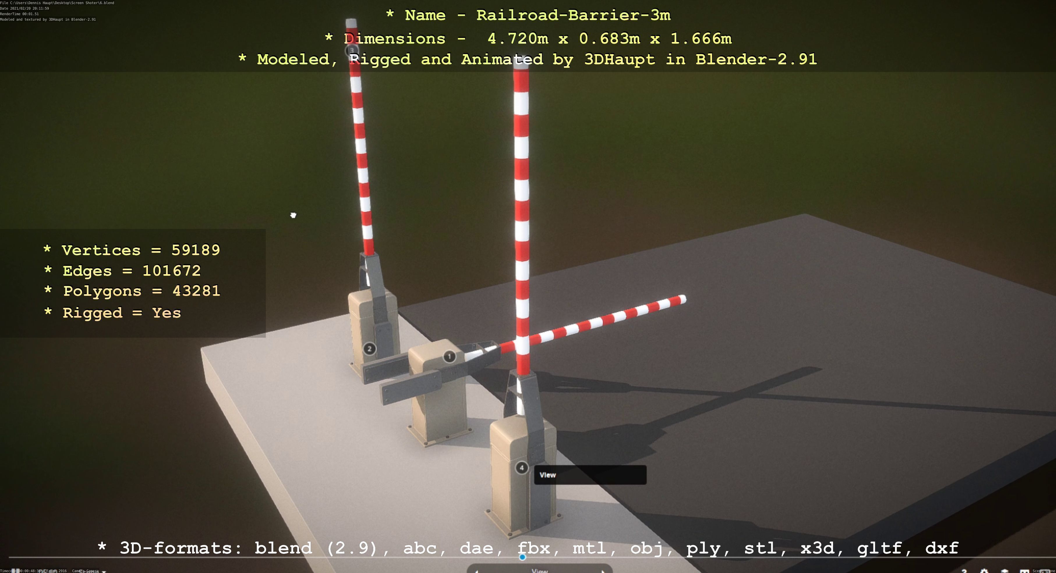 Railroad Barrier 3m High-Poly Version 3D model_89