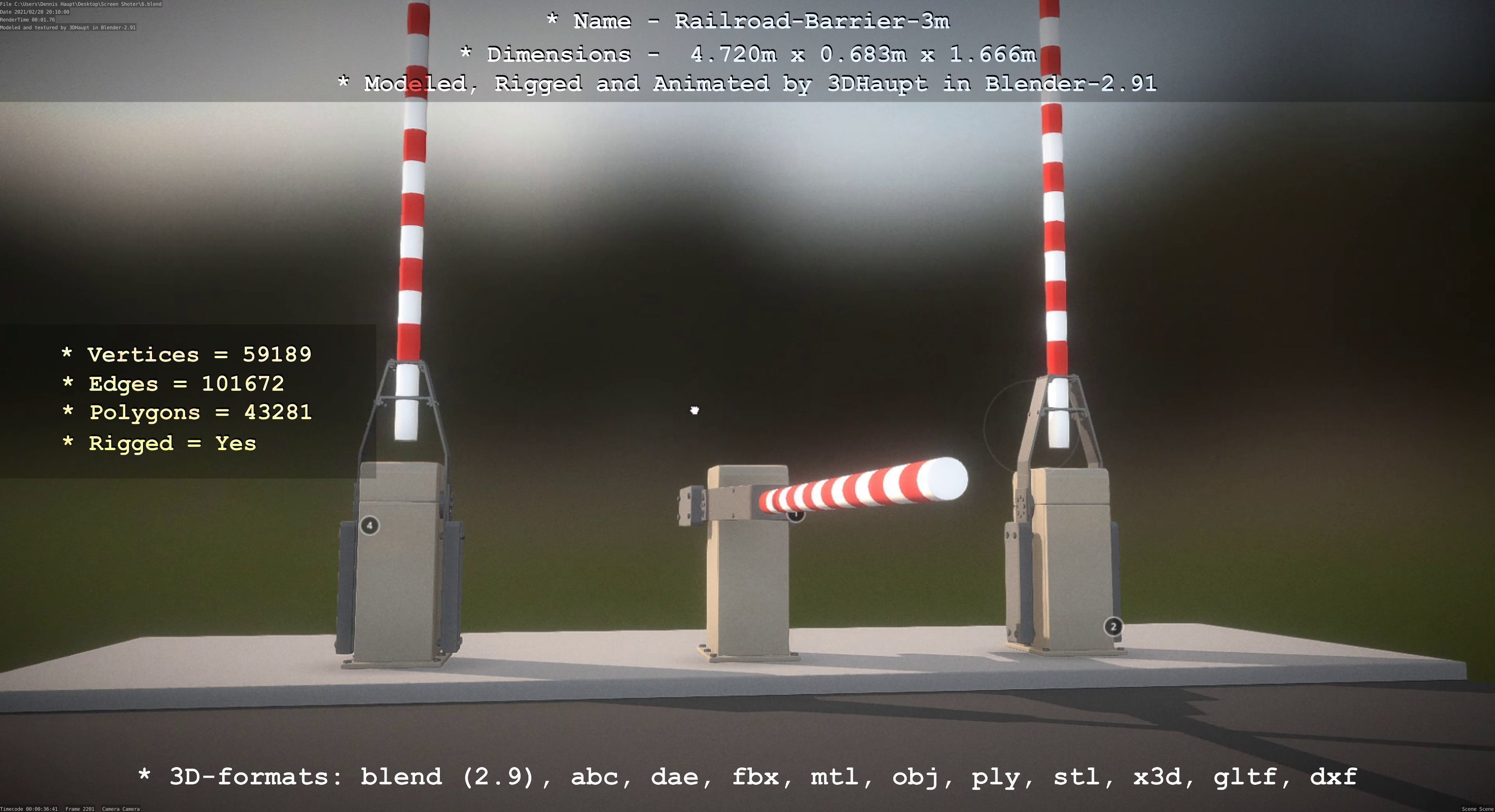 Railroad Barrier 3m High-Poly Version 3D model_79