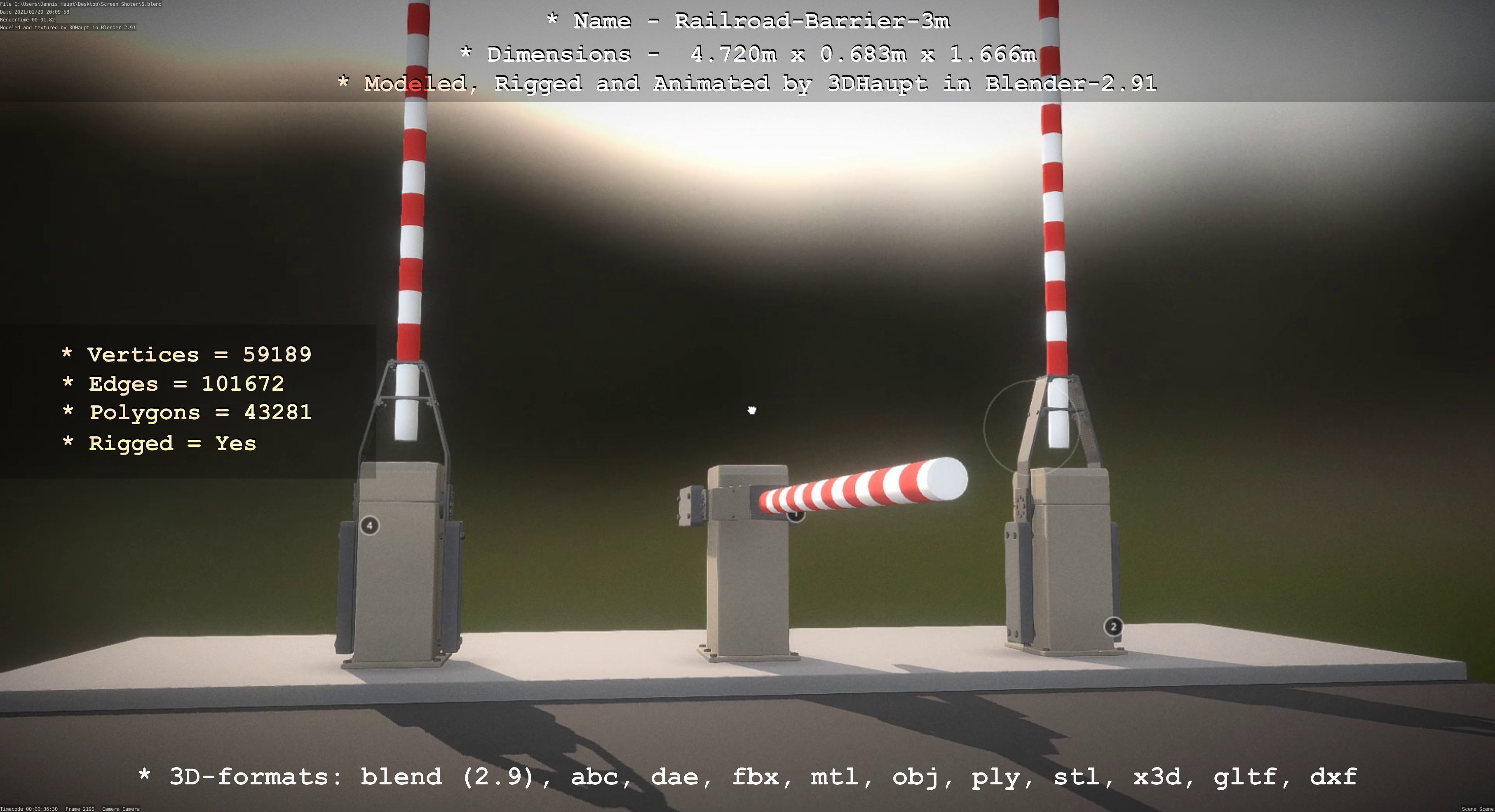 Railroad Barrier 3m High-Poly Version 3D model_72