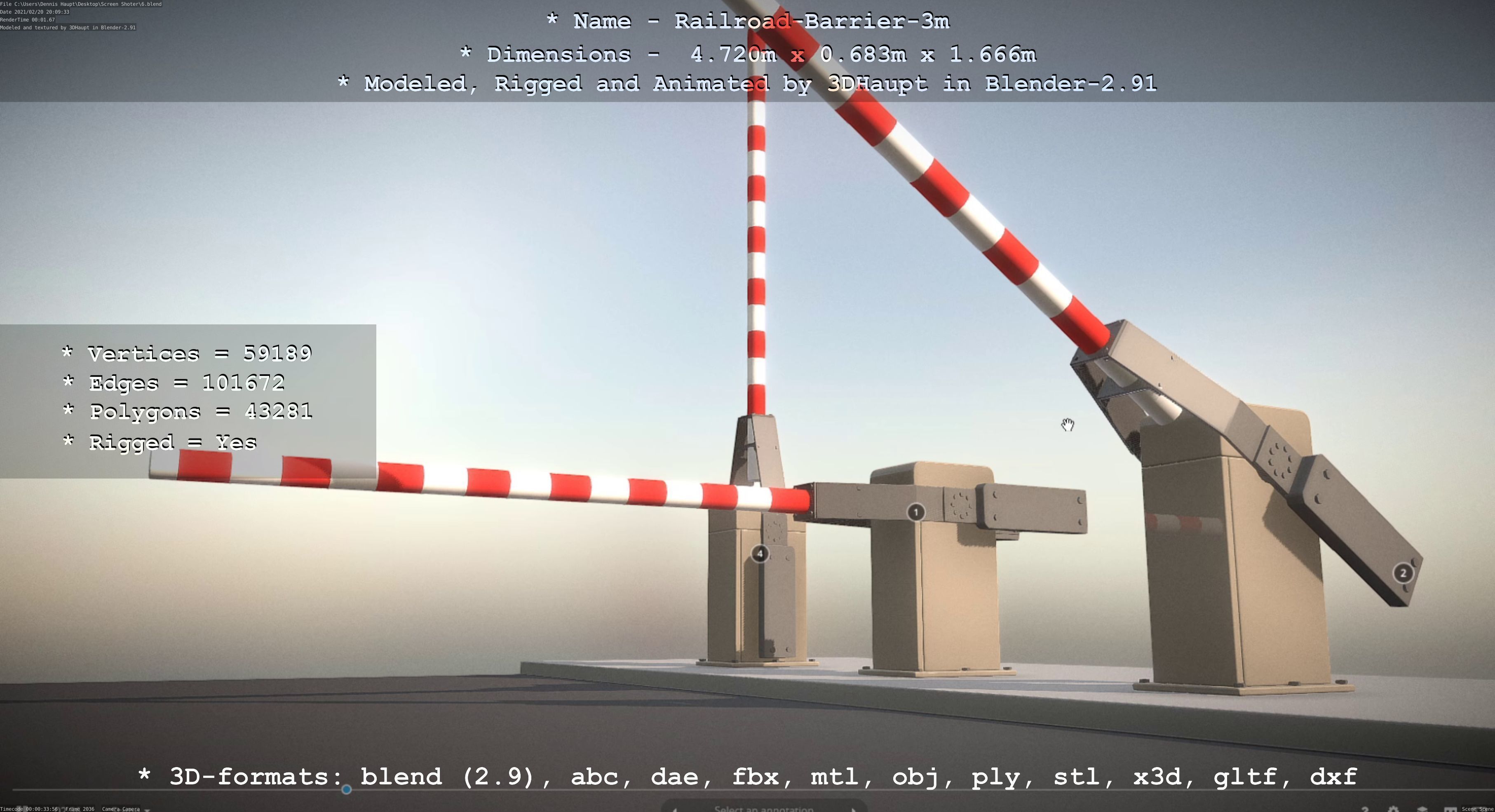 Railroad Barrier 3m High-Poly Version 3D model_70