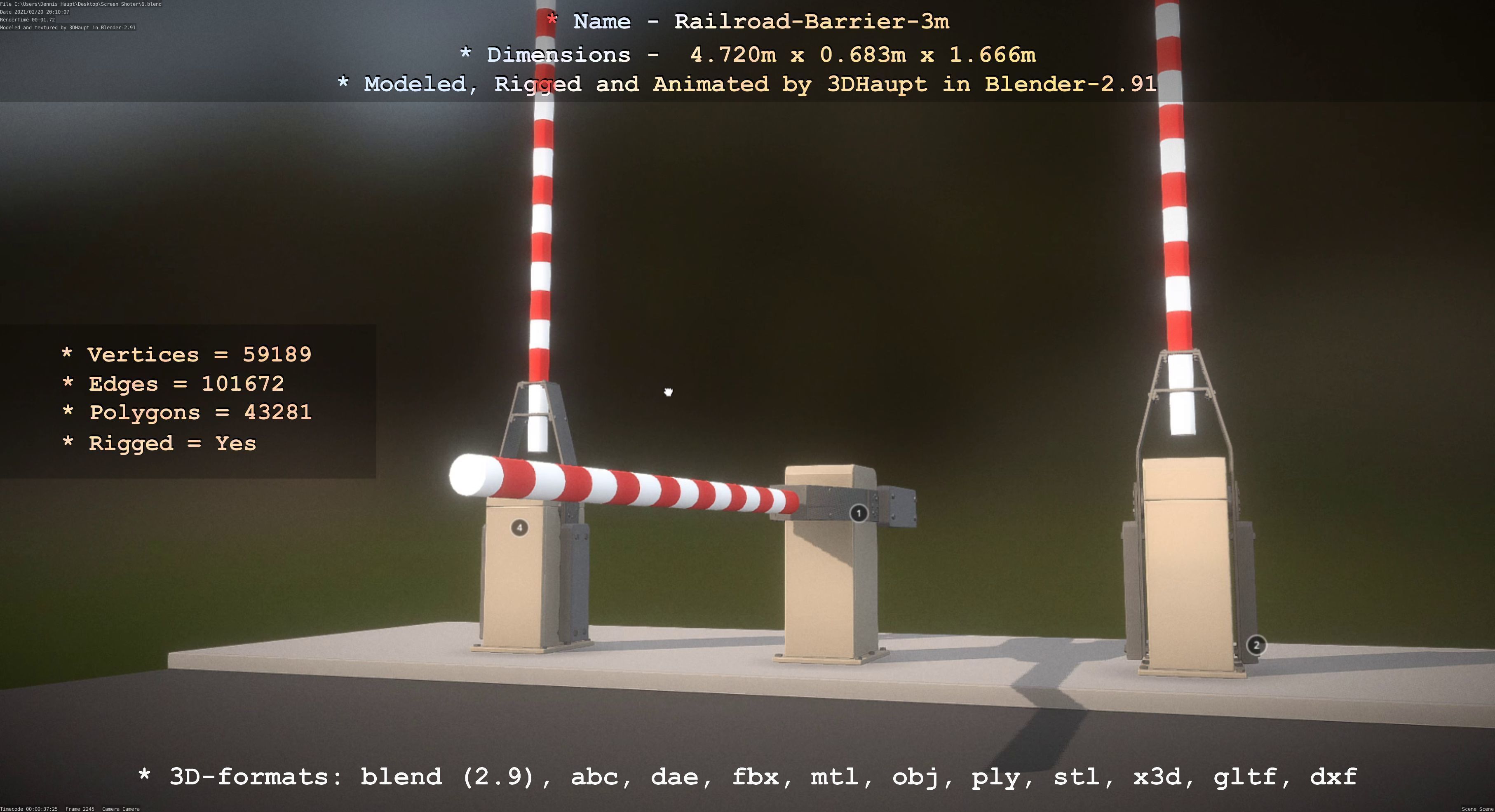 Railroad Barrier 3m High-Poly Version 3D model_75