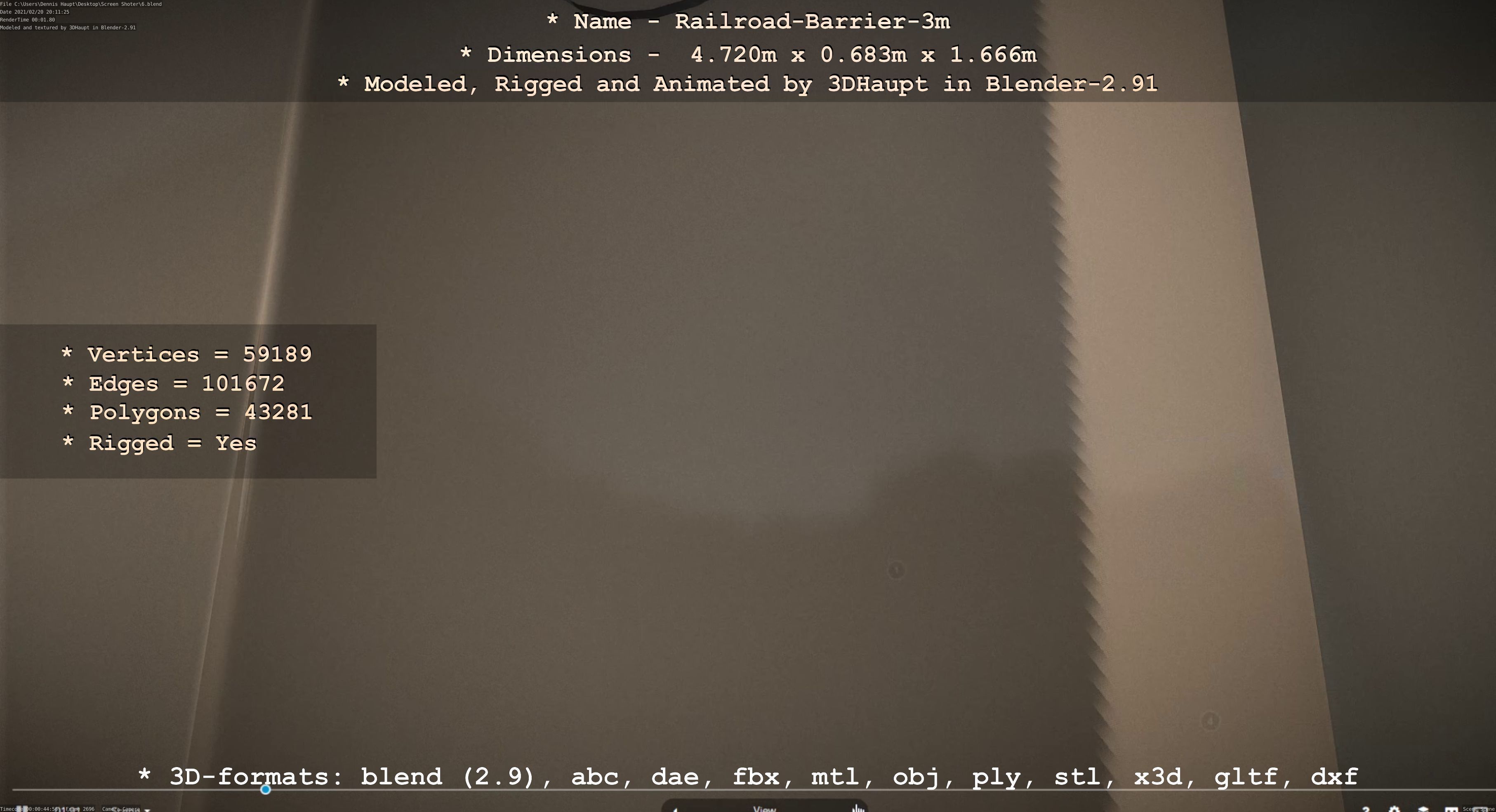 Railroad Barrier 3m High-Poly Version 3D model_96