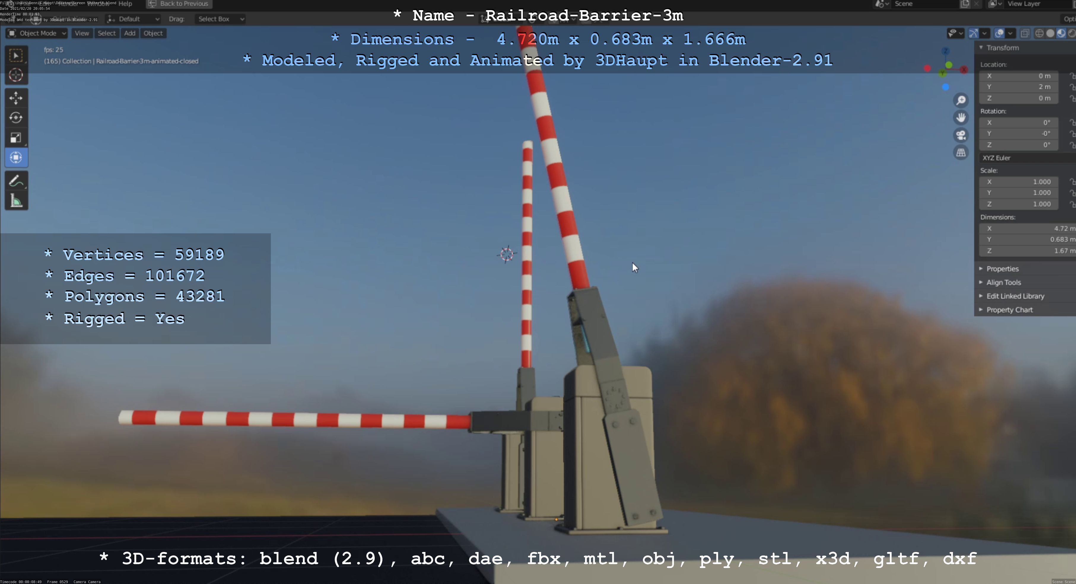 Railroad Barrier 3m High-Poly Version 3D model_31