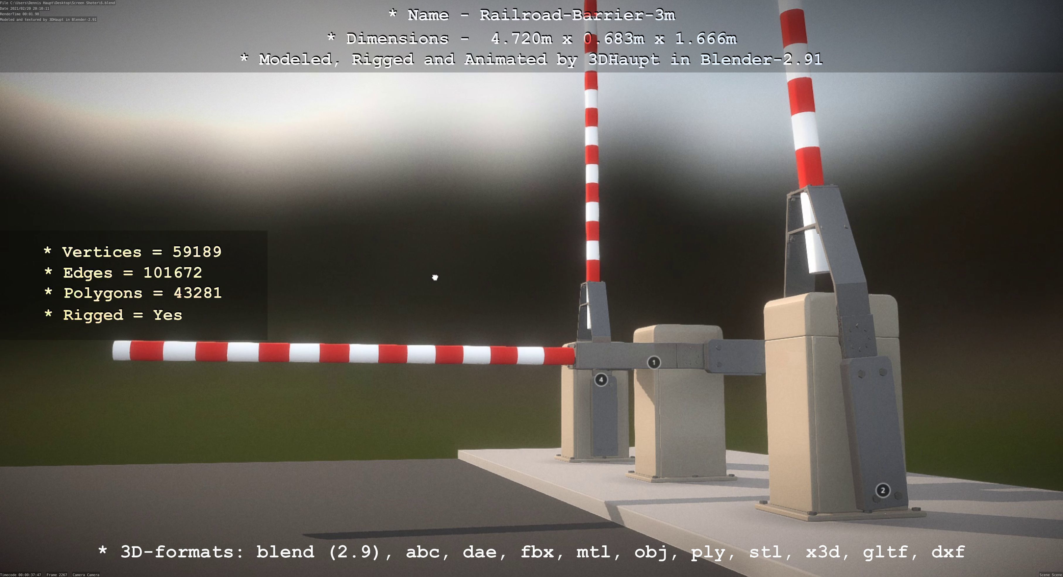 Railroad Barrier 3m High-Poly Version 3D model_88