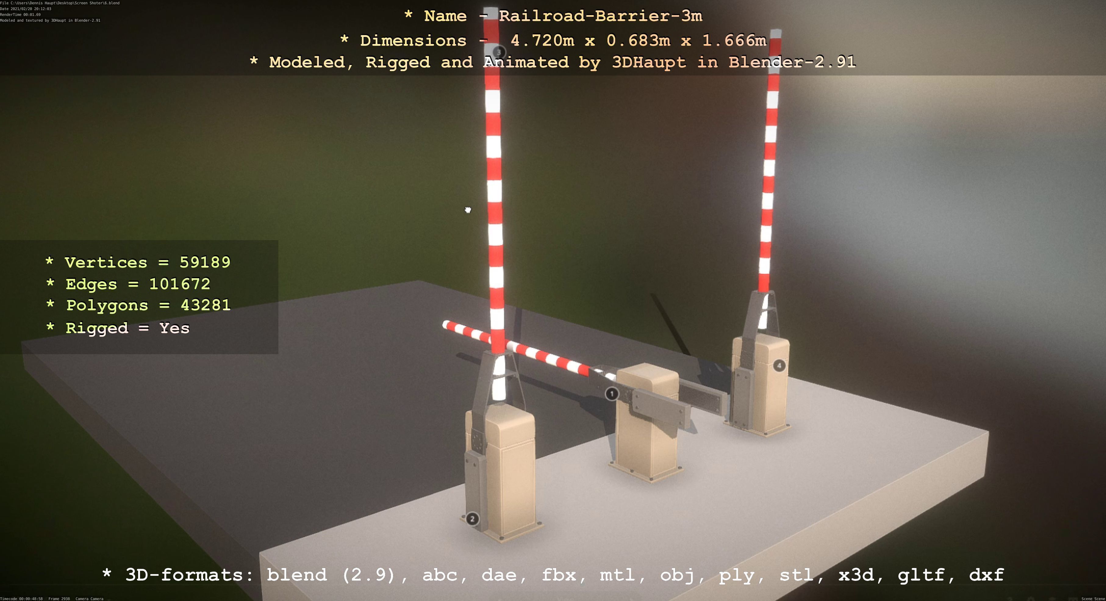 Railroad Barrier 3m High-Poly Version 3D model_94