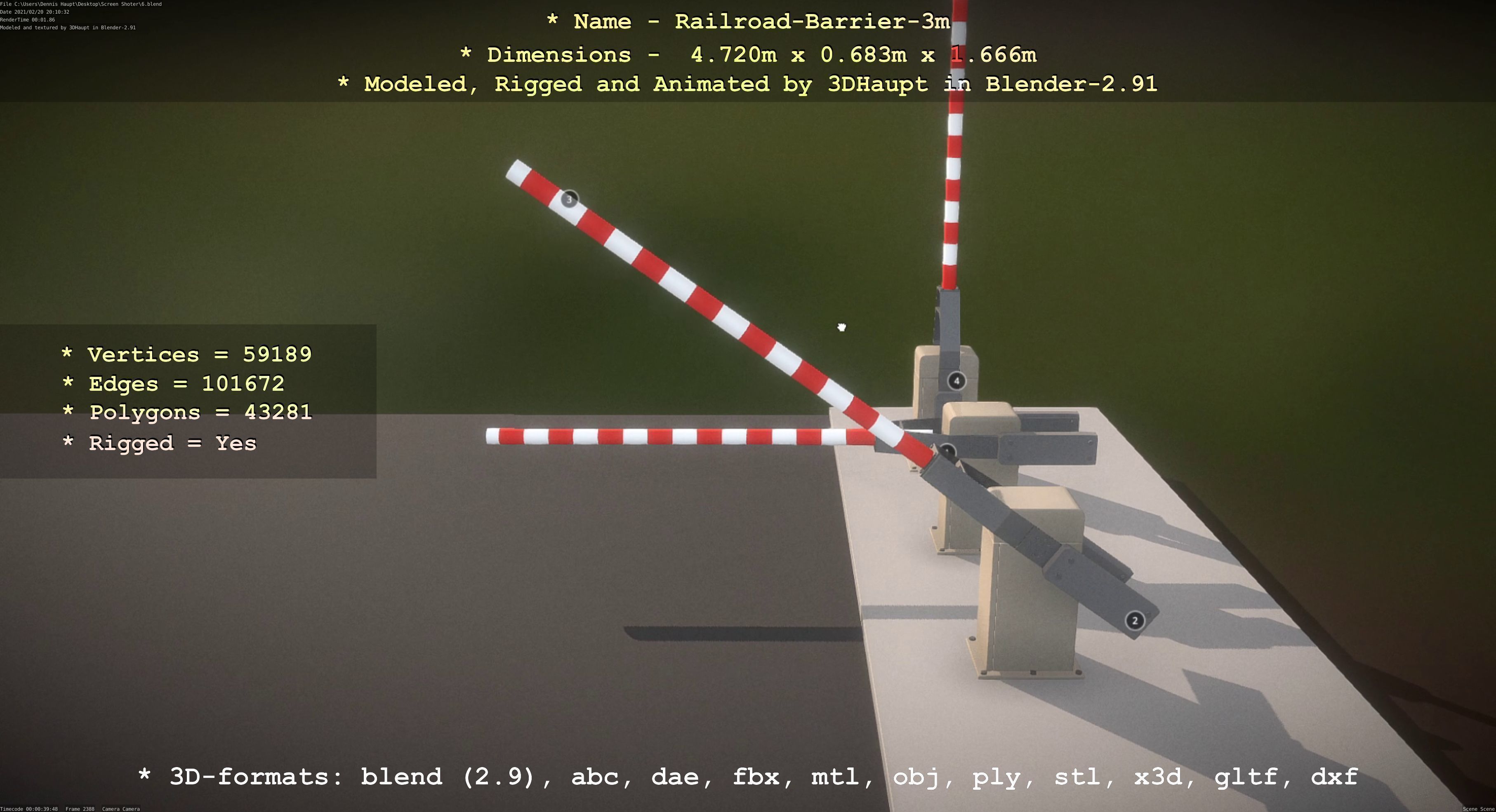 Railroad Barrier 3m High-Poly Version 3D model_81