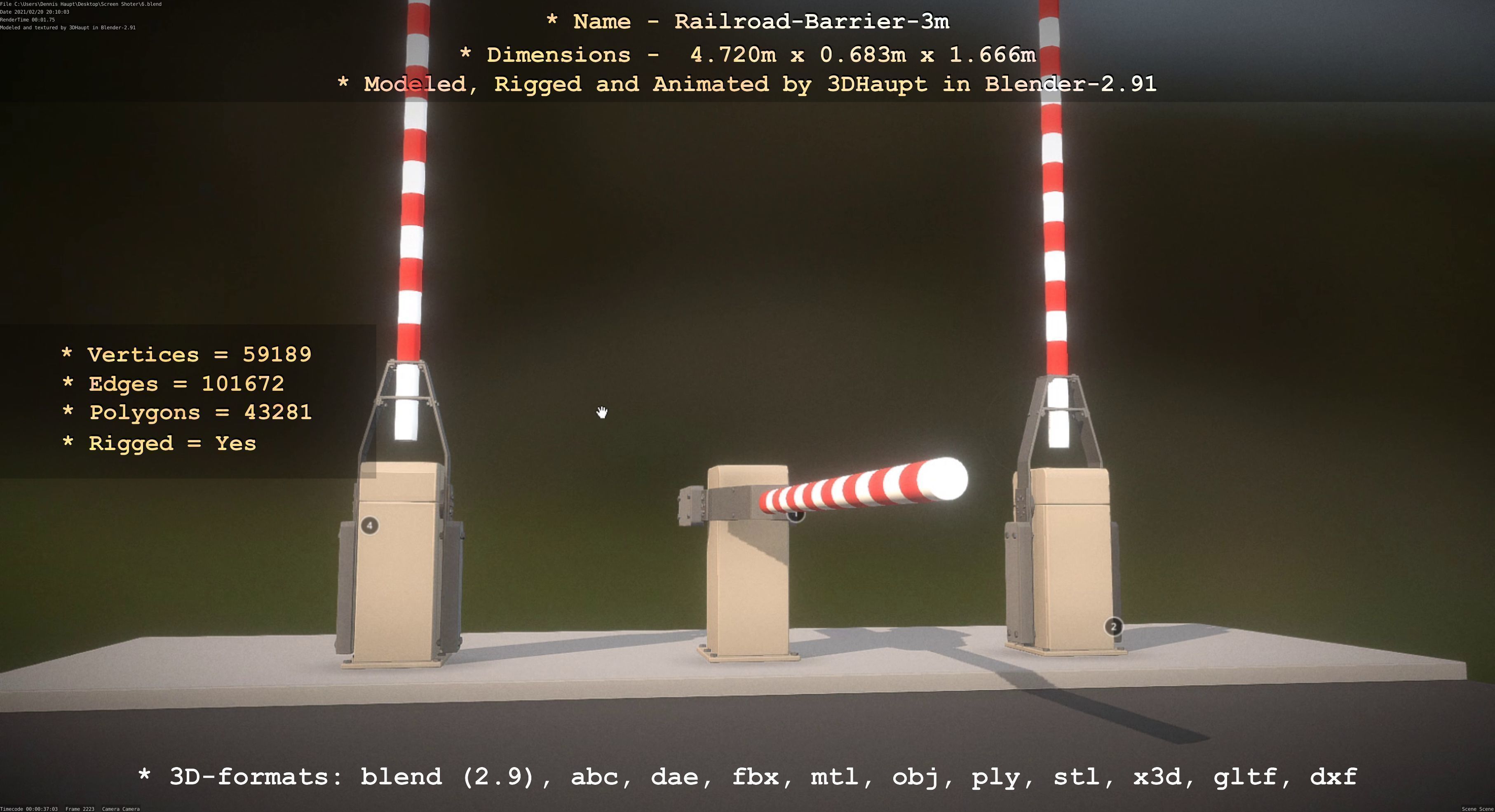 Railroad Barrier 3m High-Poly Version 3D model_77