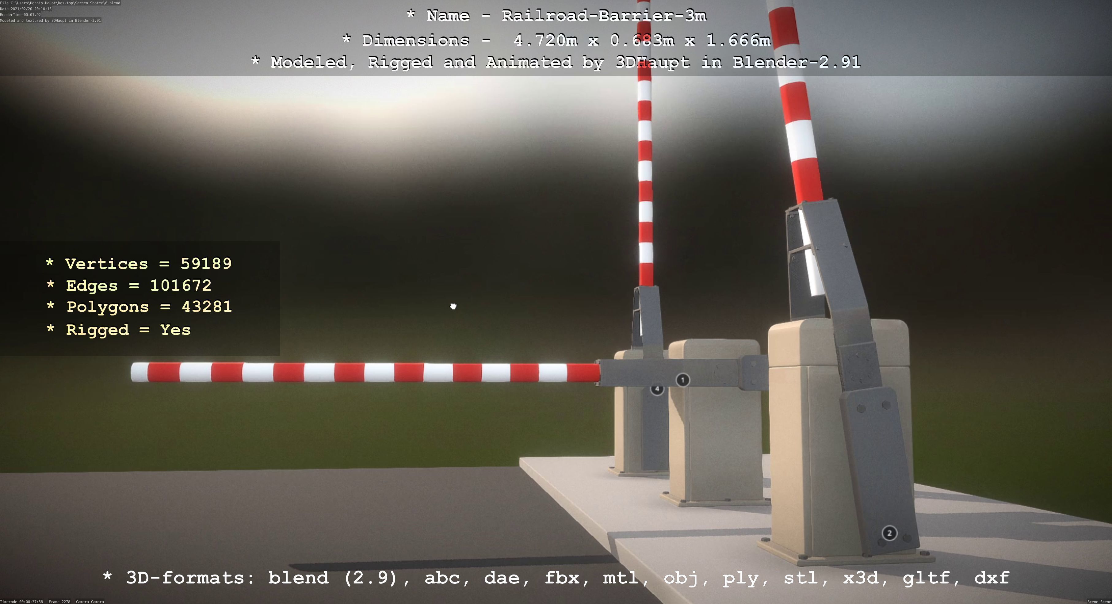 Railroad Barrier 3m High-Poly Version 3D model_74