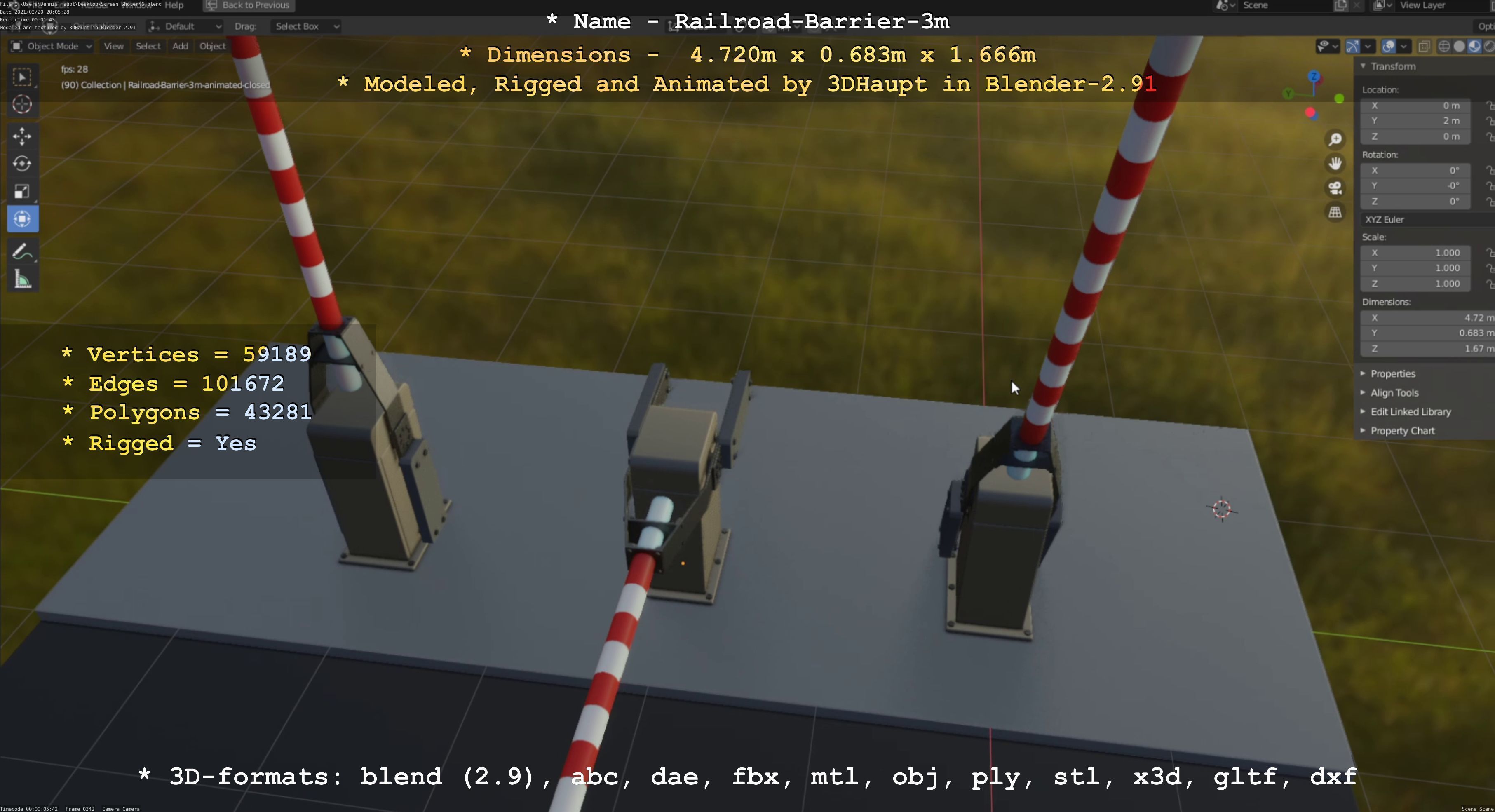 Railroad Barrier 3m High-Poly Version 3D model_84