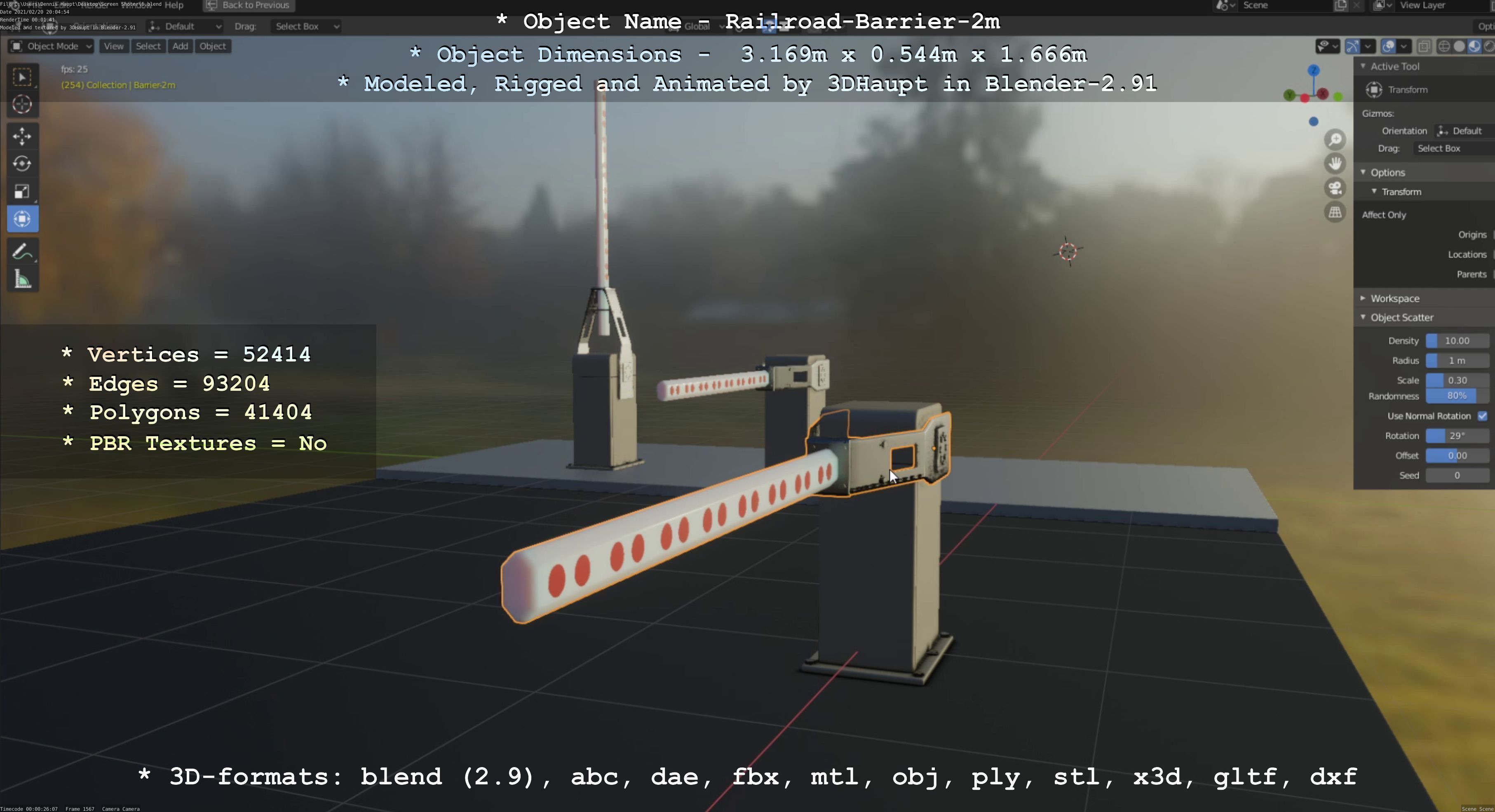 Railroad Barrier 2m High-Poly Version 3D model_47