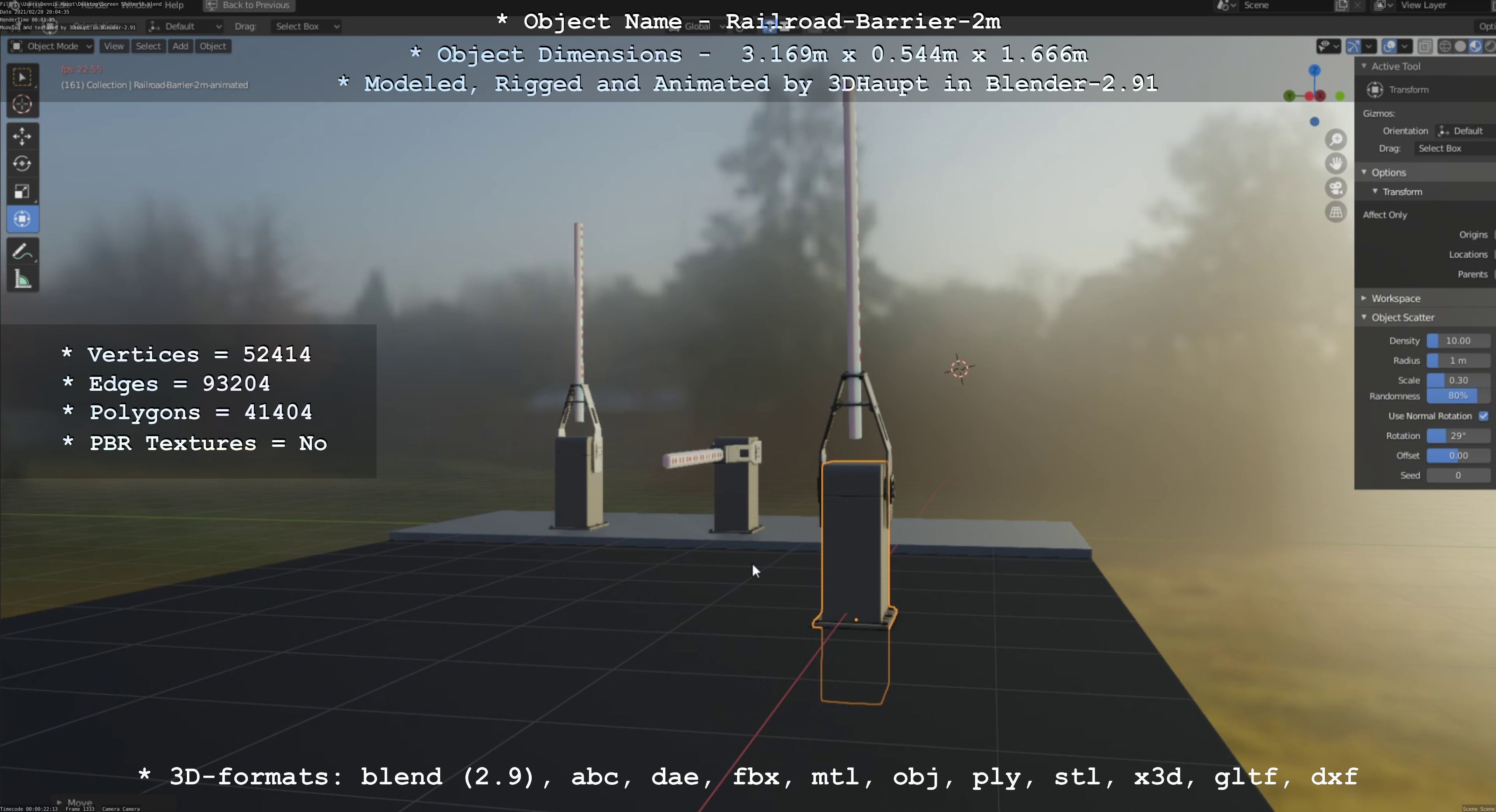 Railroad Barrier 2m High-Poly Version 3D model_95