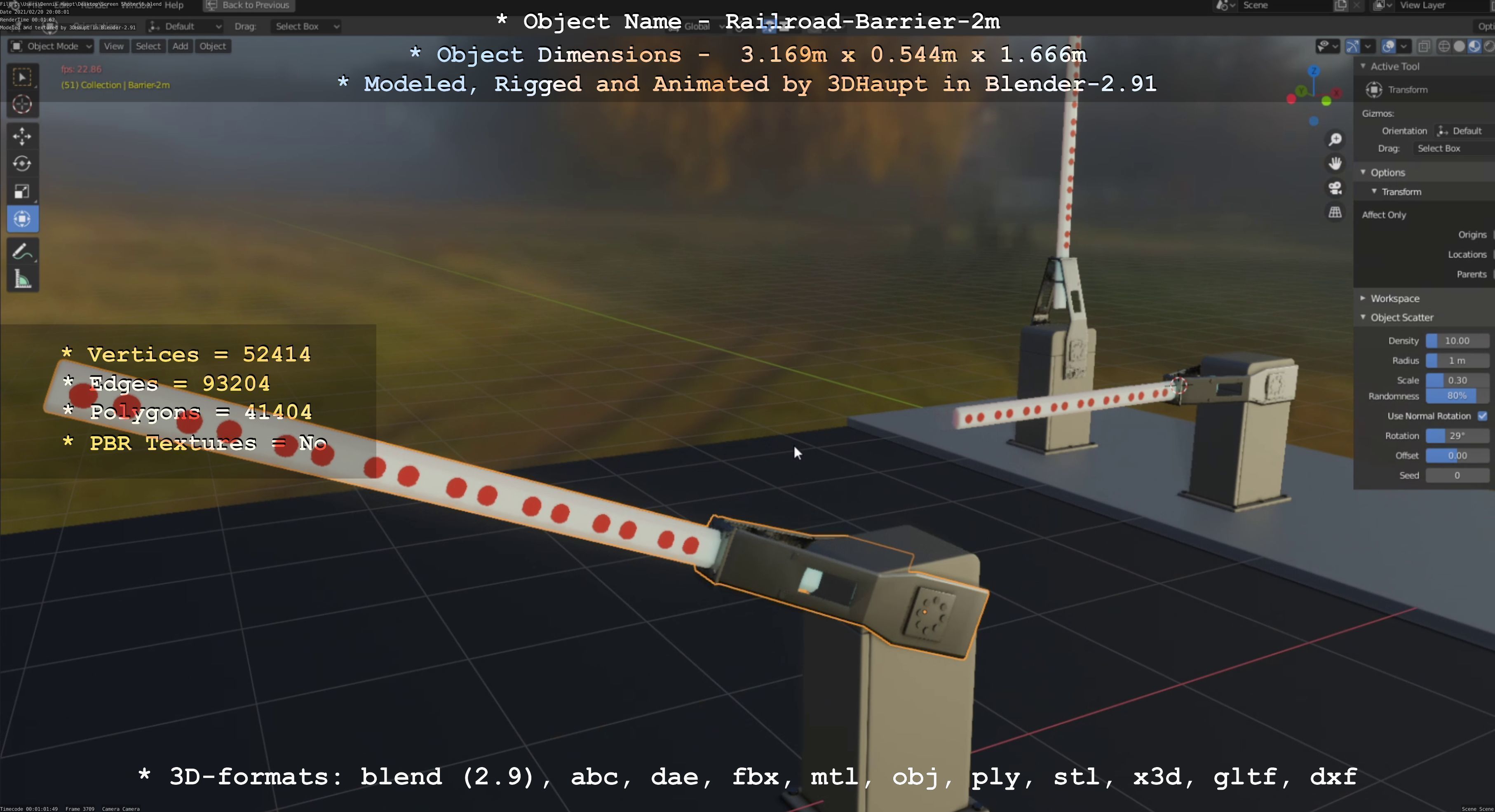 Railroad Barrier 2m High-Poly Version 3D model_41