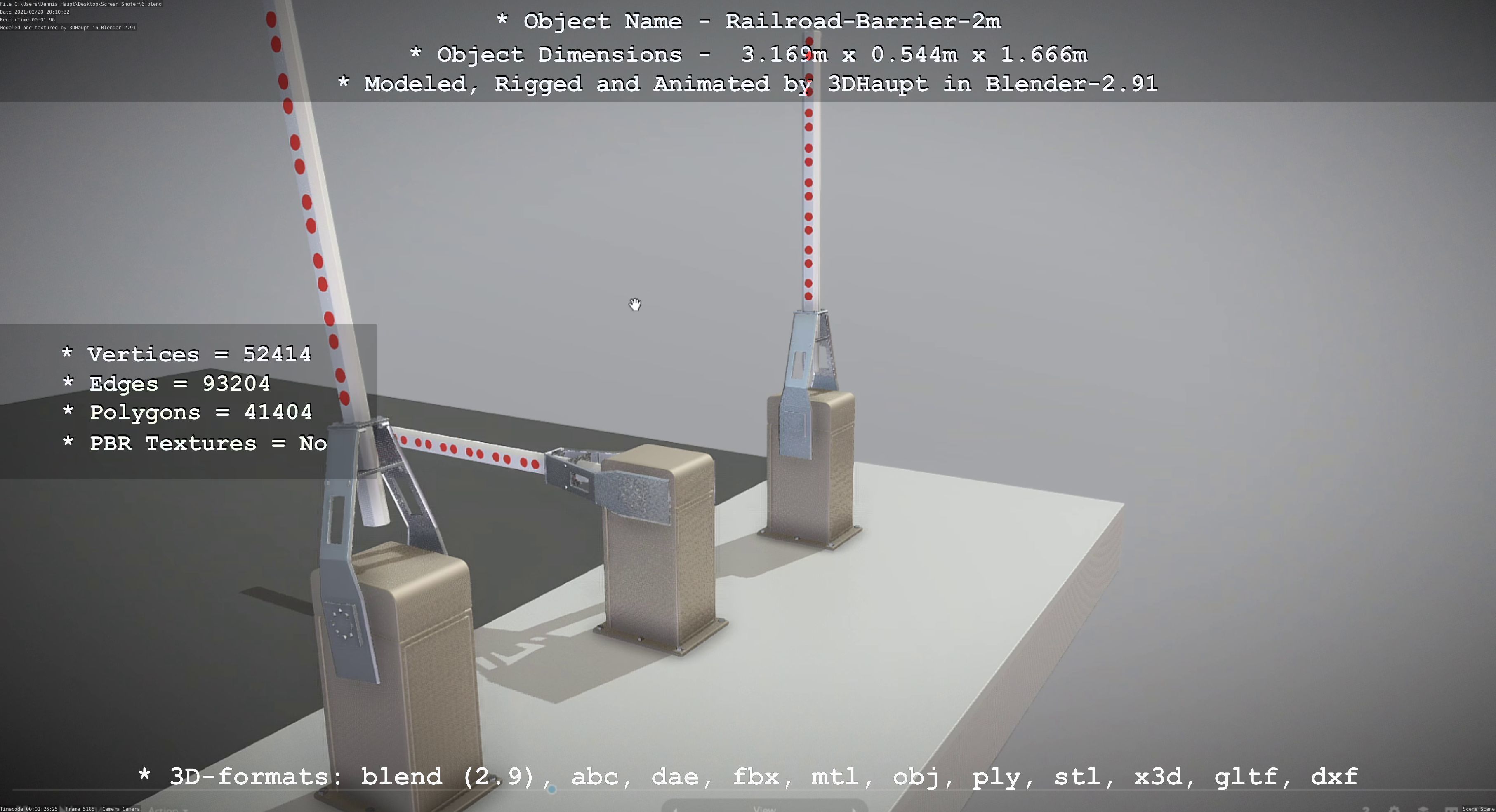 Railroad Barrier 2m High-Poly Version 3D model_3