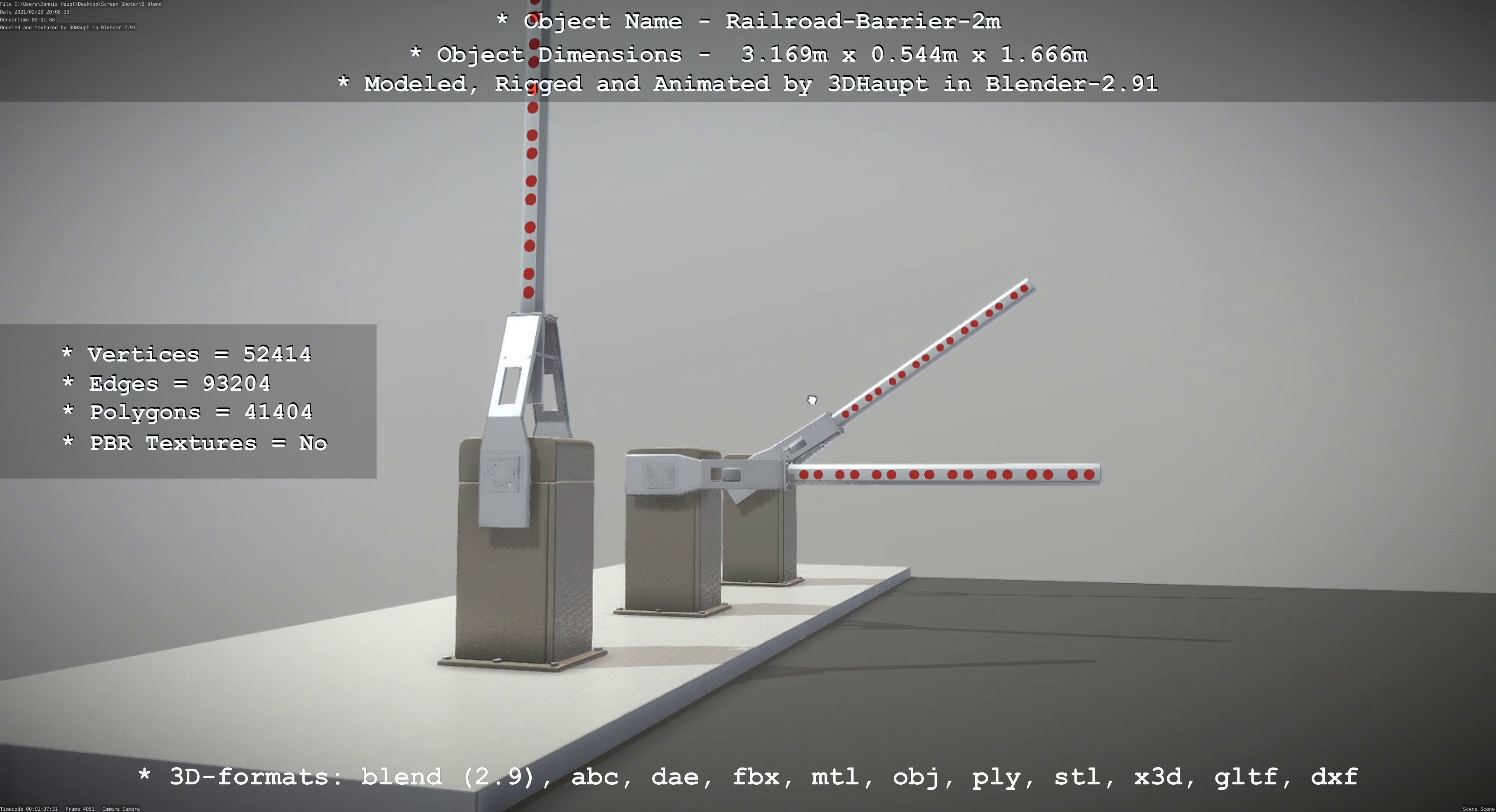 Railroad Barrier 2m High-Poly Version 3D model_51