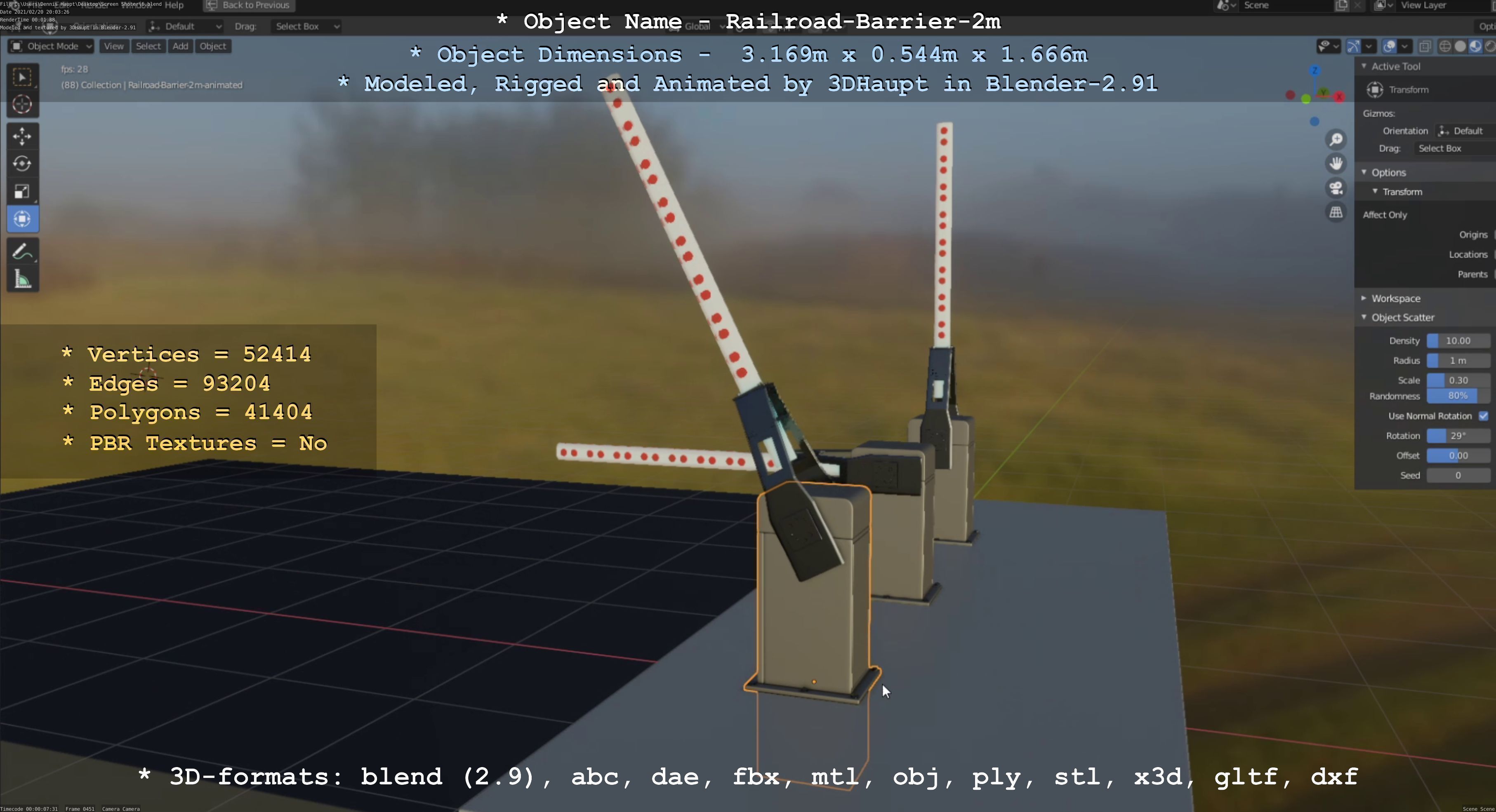 Railroad Barrier 2m High-Poly Version 3D model_71
