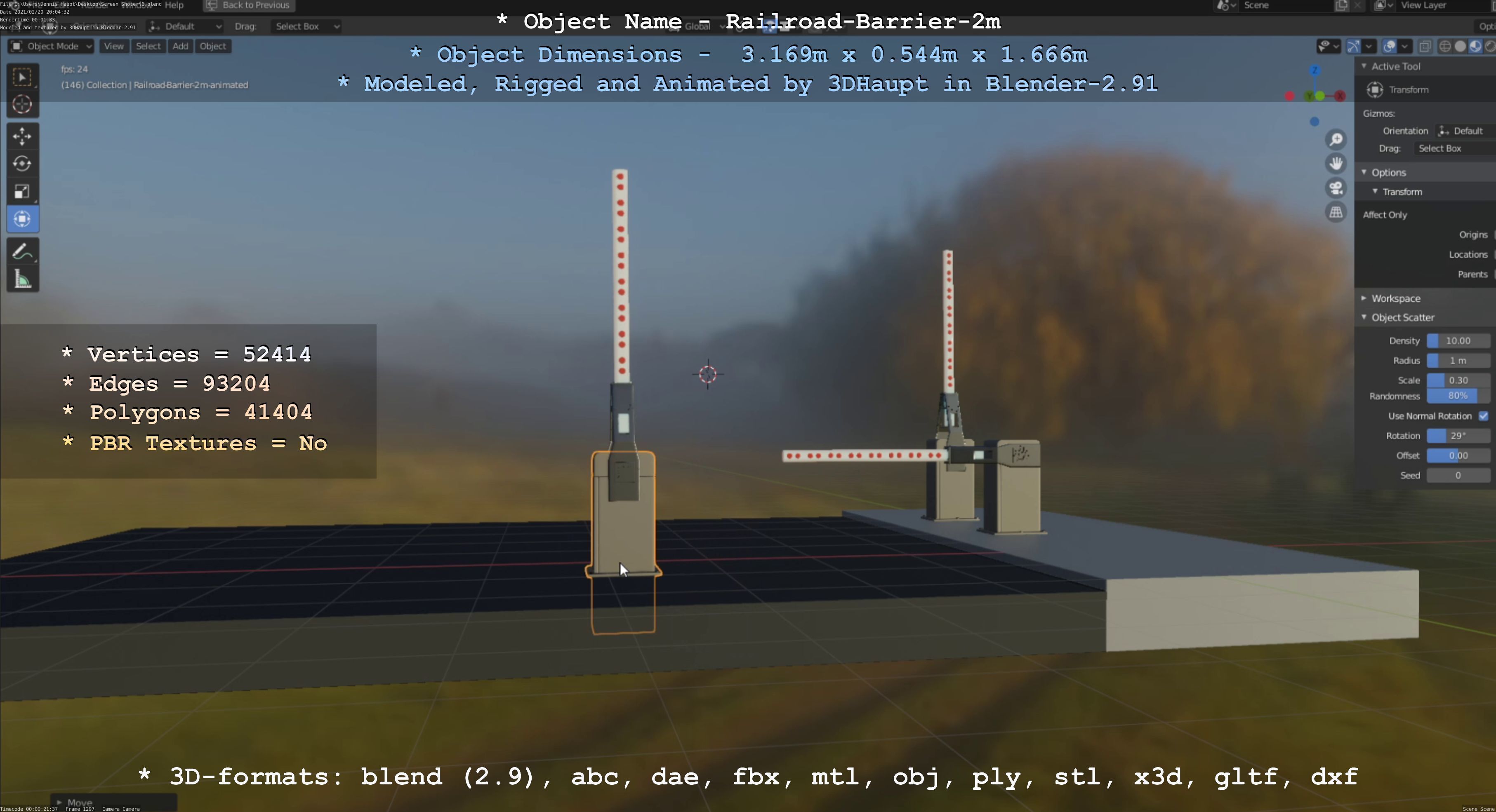 Railroad Barrier 2m High-Poly Version 3D model_93