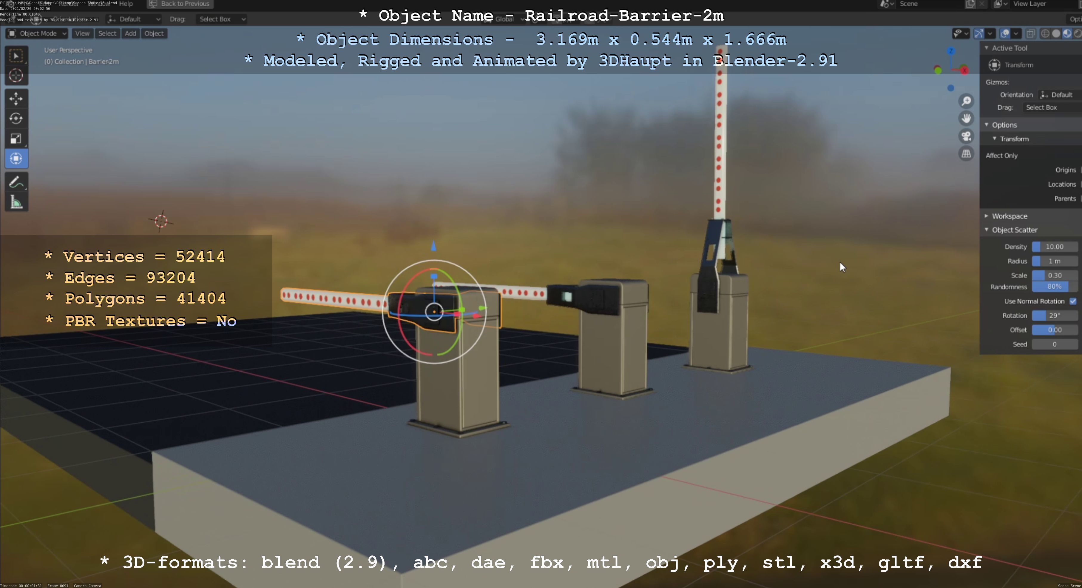 Railroad Barrier 2m High-Poly Version 3D model_59