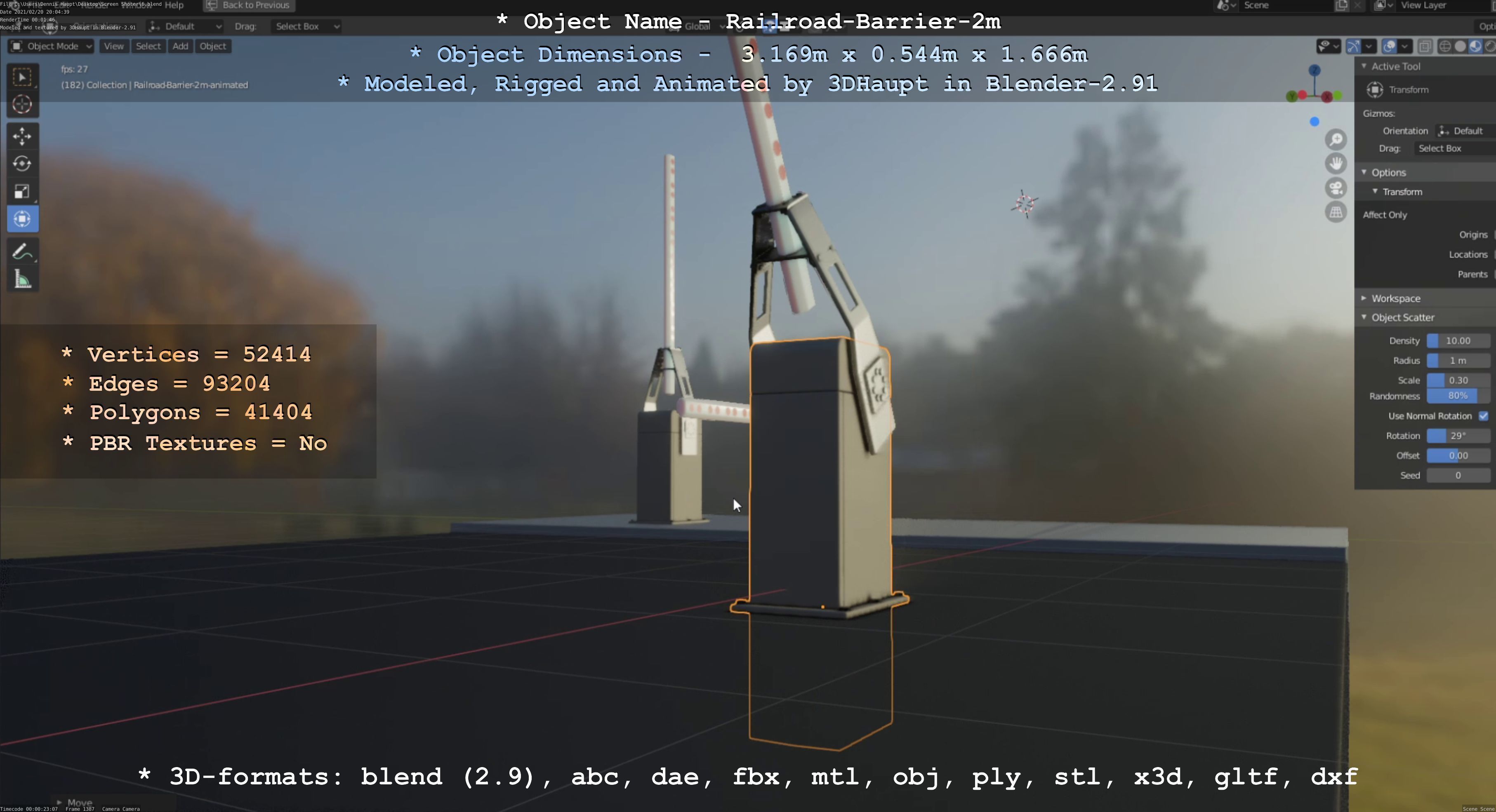 Railroad Barrier 2m High-Poly Version 3D model_34