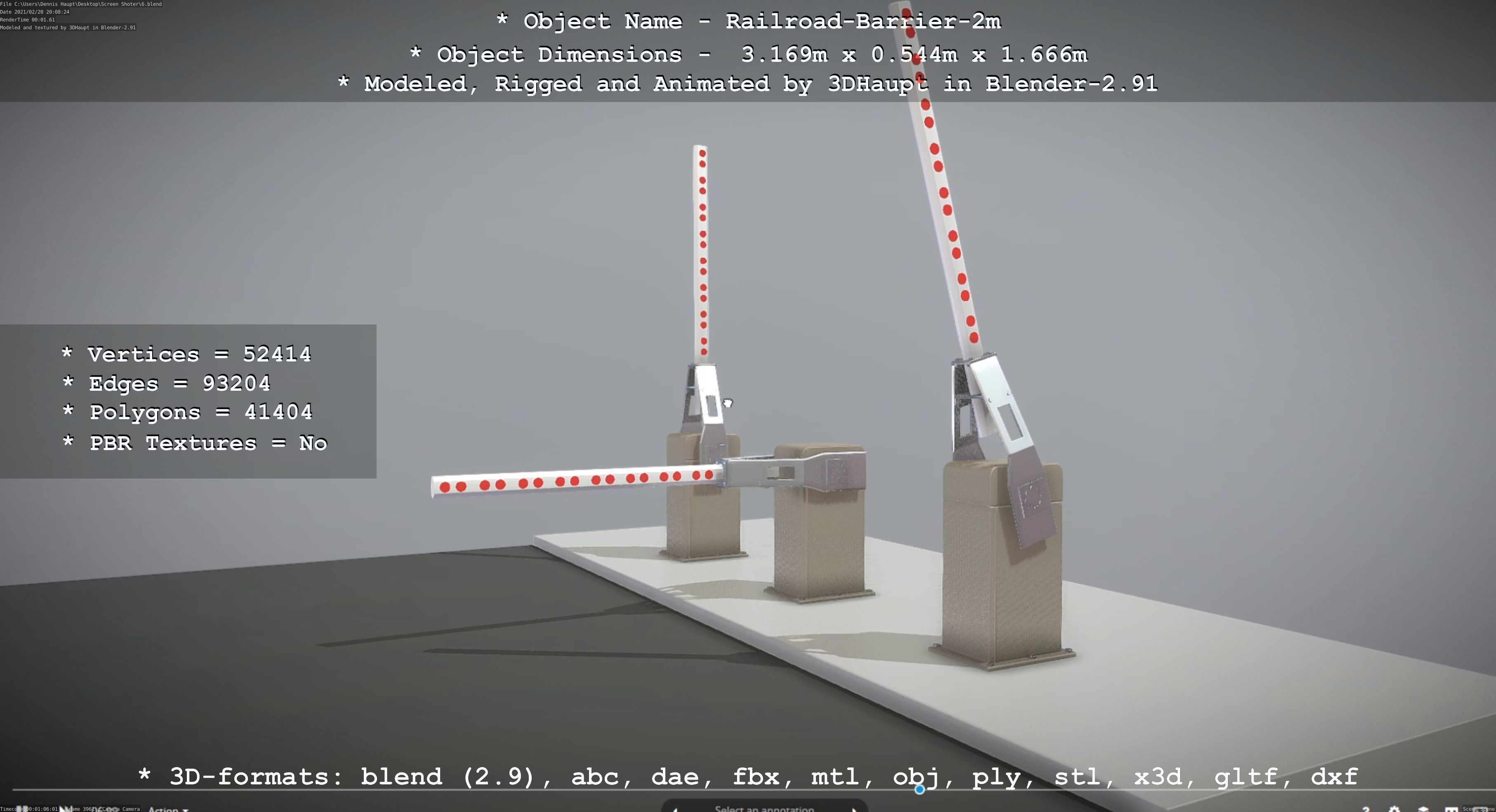 Railroad Barrier 2m High-Poly Version 3D model_45