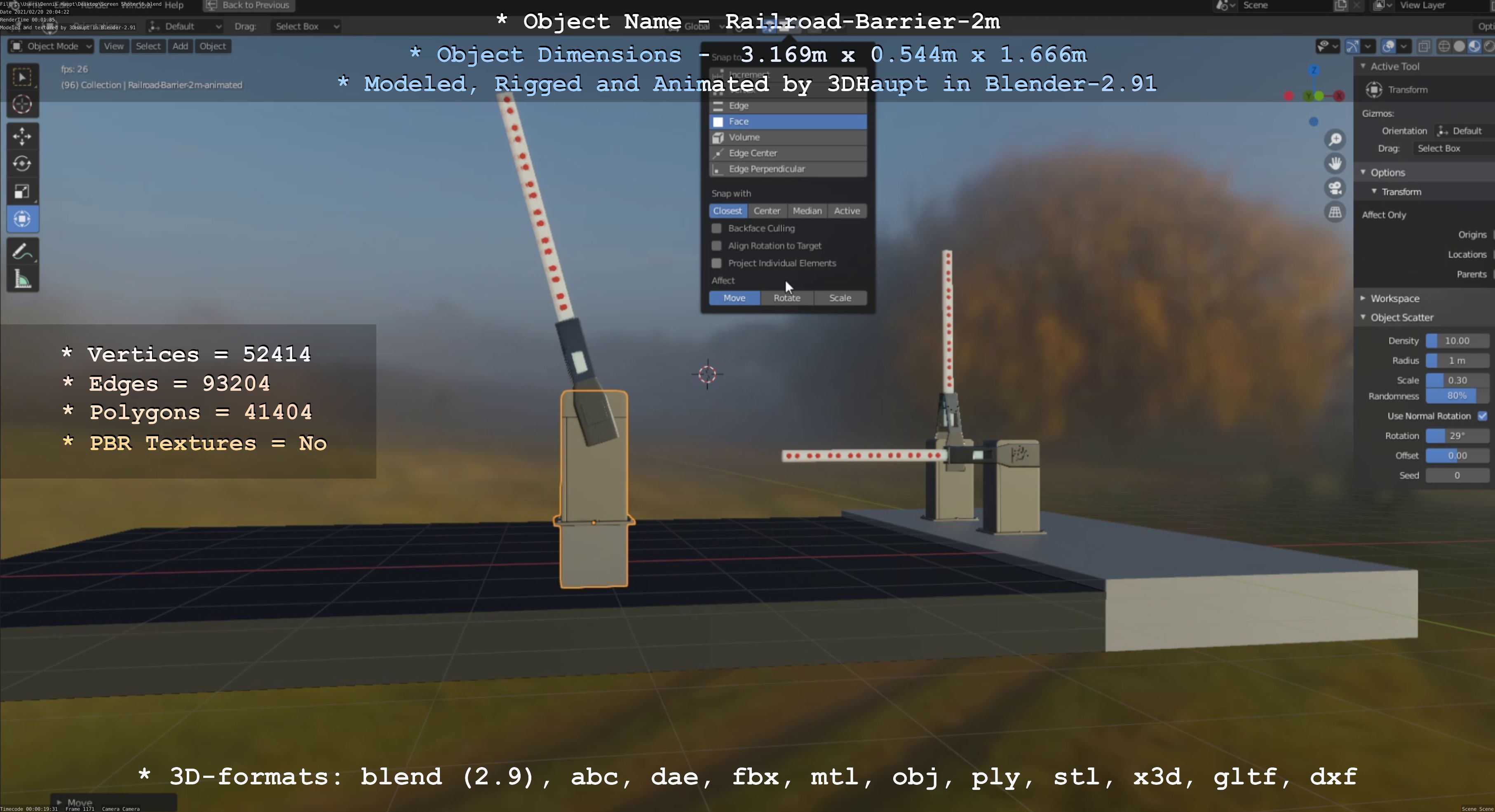 Railroad Barrier 2m High-Poly Version 3D model_85