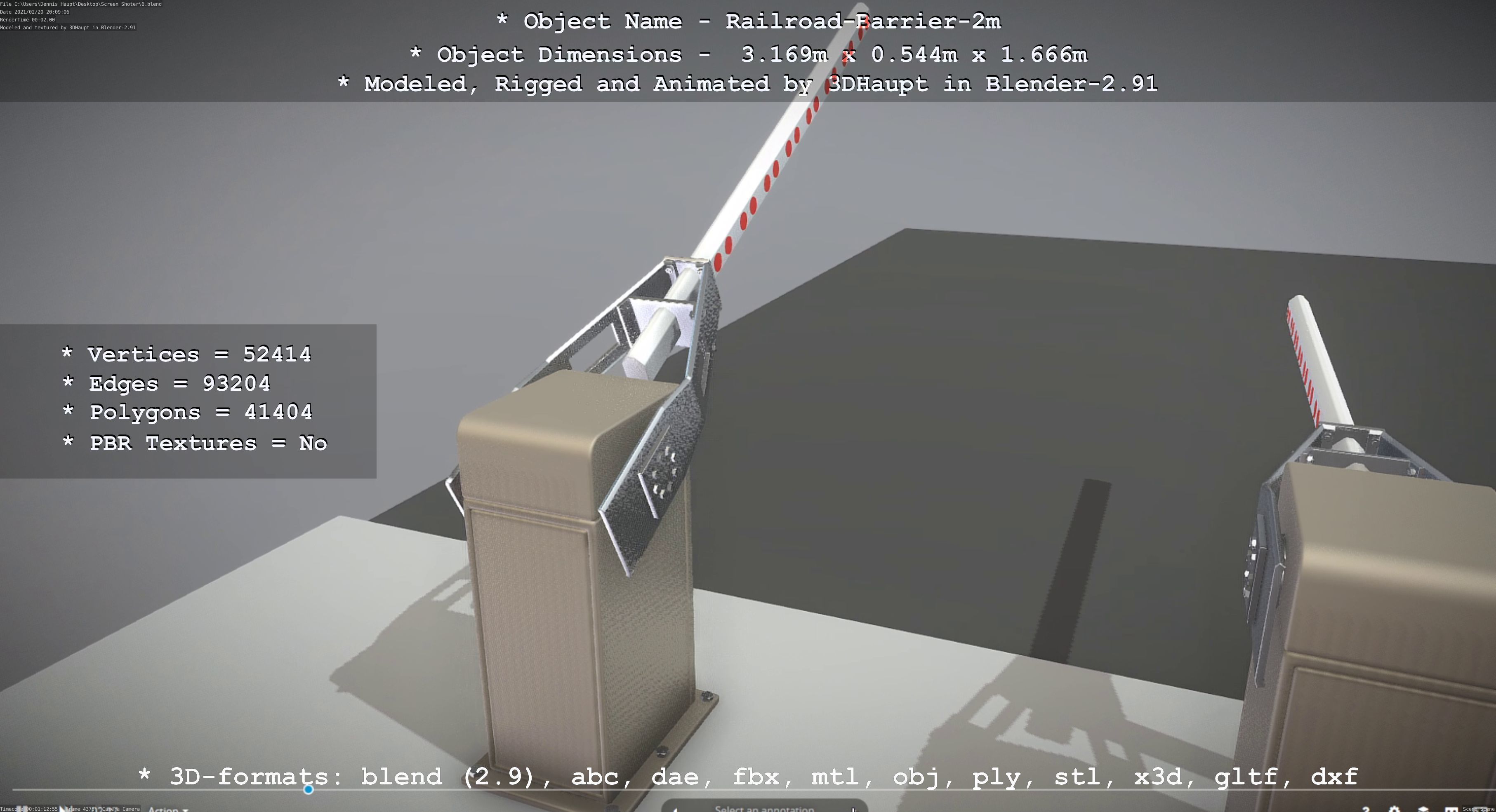 Railroad Barrier 2m High-Poly Version 3D model_17