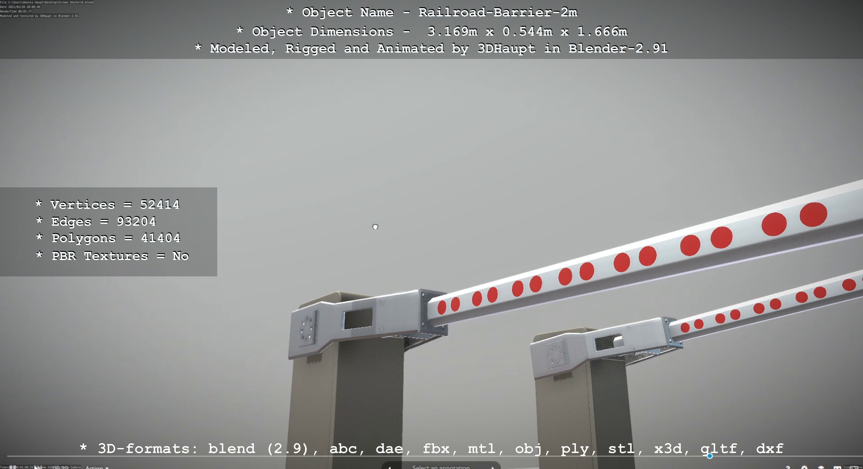 Railroad Barrier 2m High-Poly Version 3D model_54