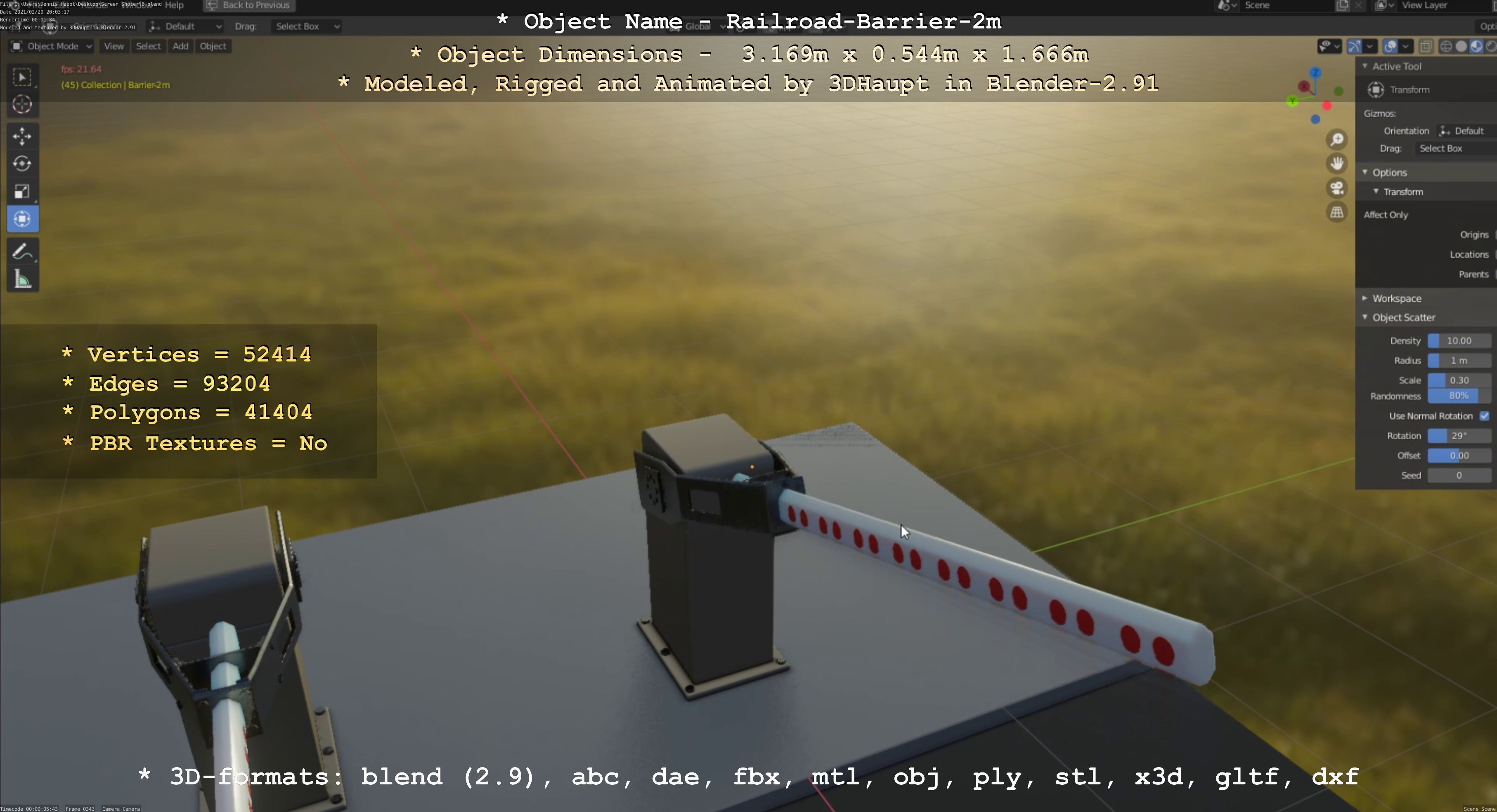 Railroad Barrier 2m High-Poly Version 3D model_64