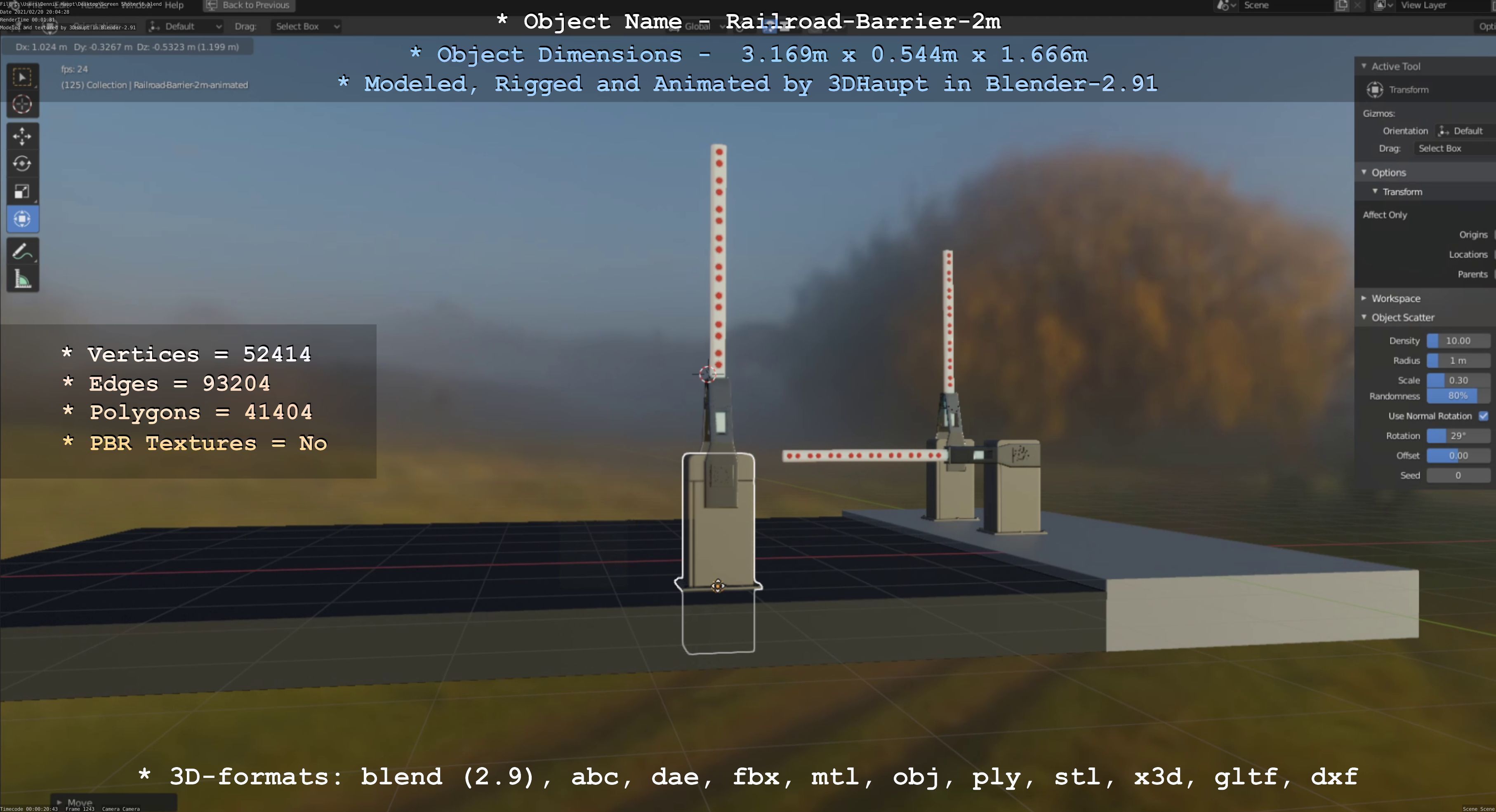 Railroad Barrier 2m High-Poly Version 3D model_90