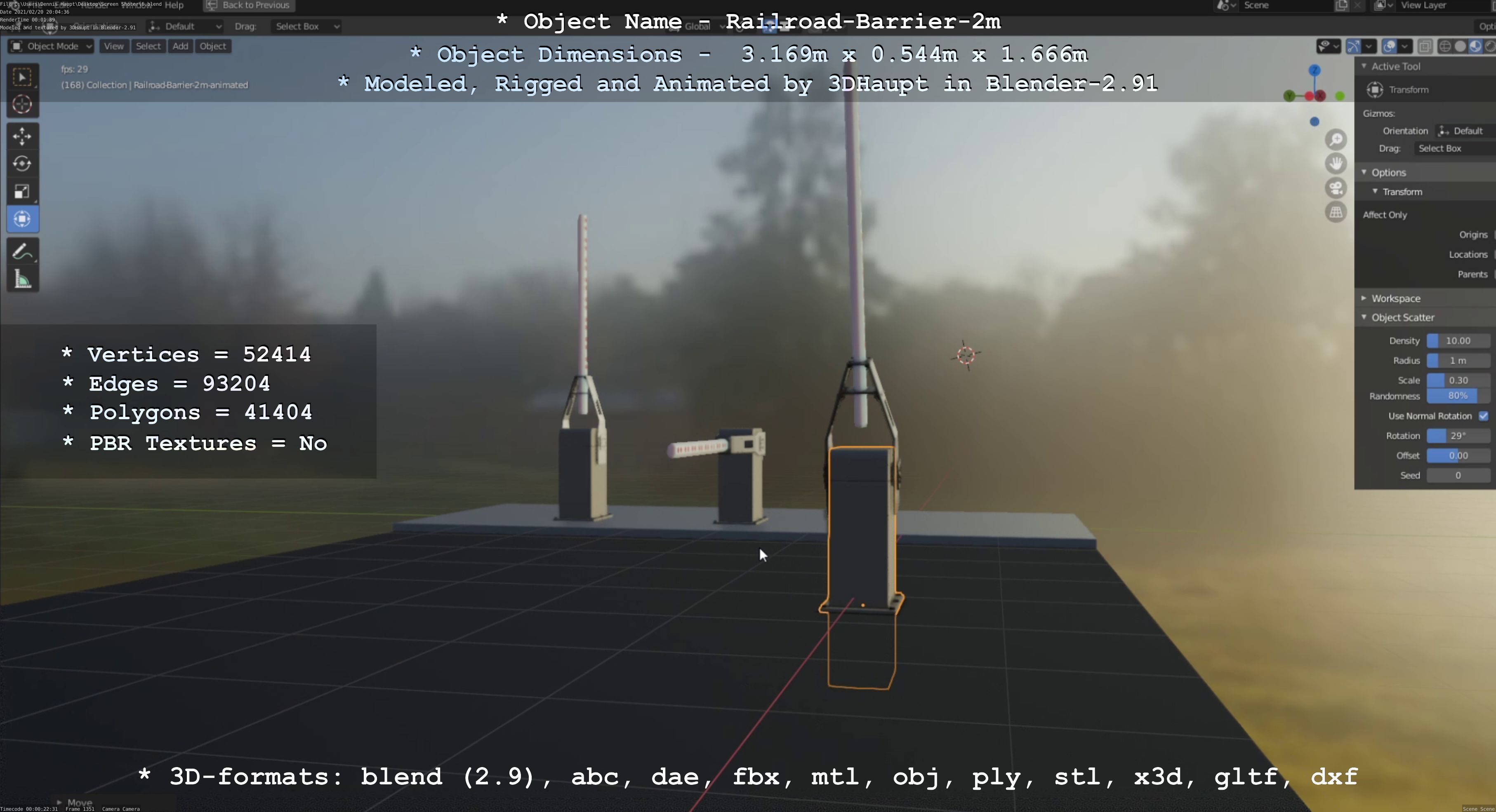 Railroad Barrier 2m High-Poly Version 3D model_20
