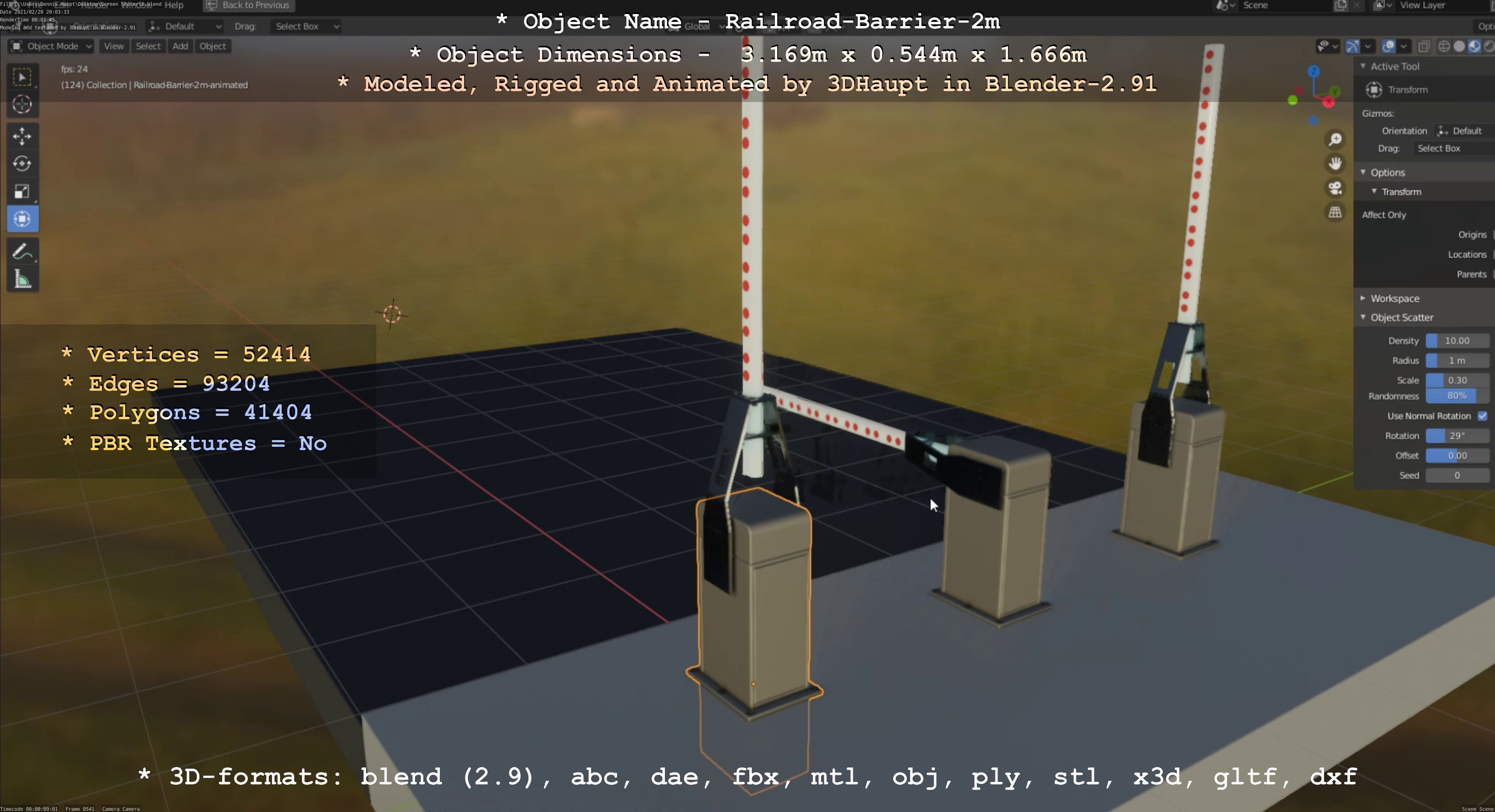 Railroad Barrier 2m High-Poly Version 3D model_75