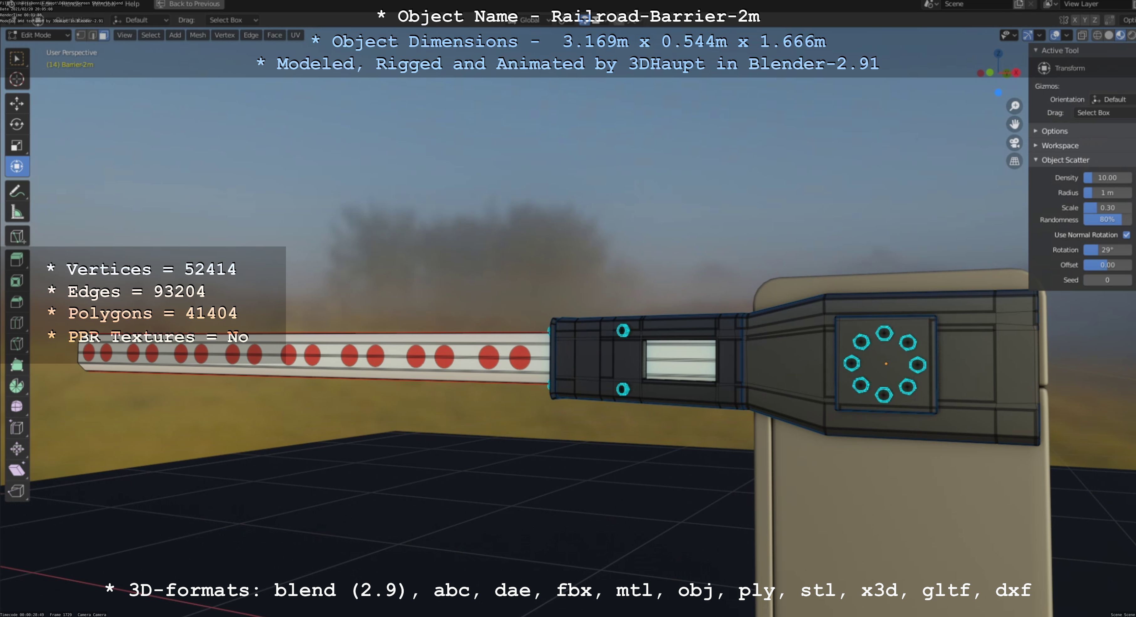 Railroad Barrier 2m High-Poly Version 3D model_23