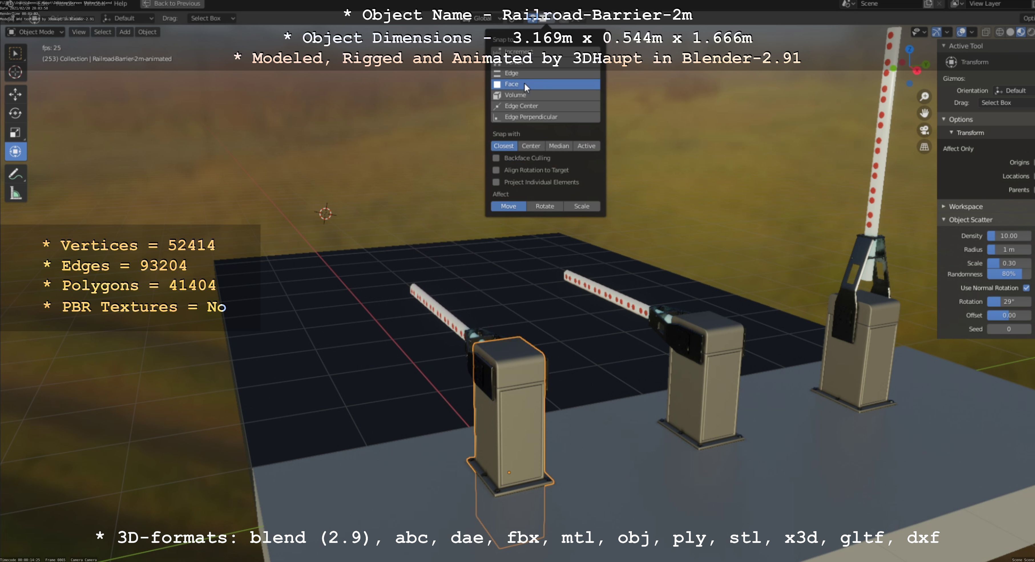 Railroad Barrier 2m High-Poly Version 3D model_81