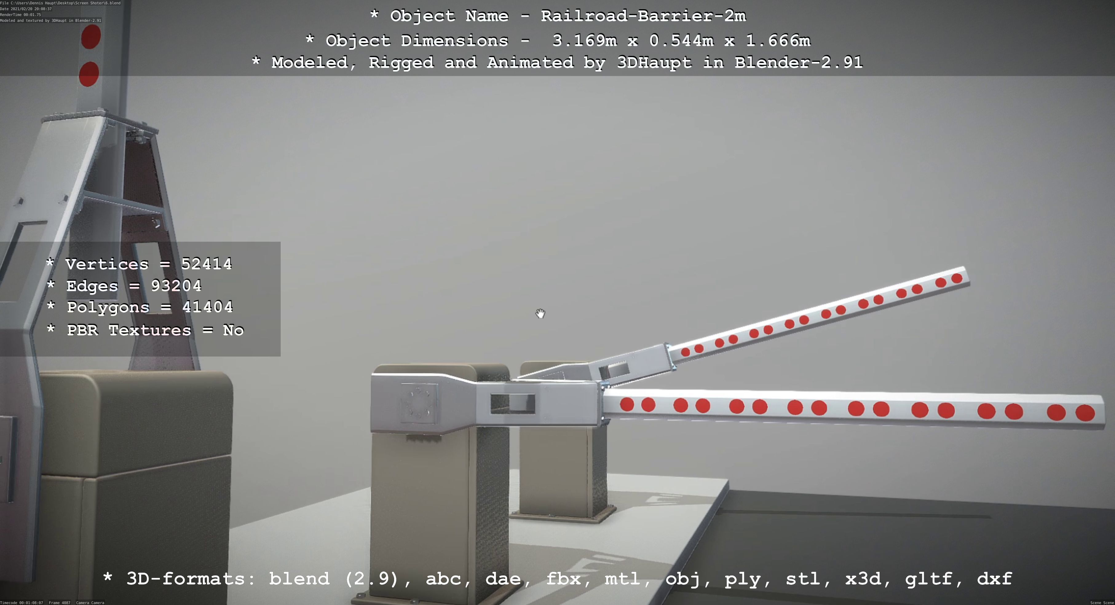 Railroad Barrier 2m High-Poly Version 3D model_53