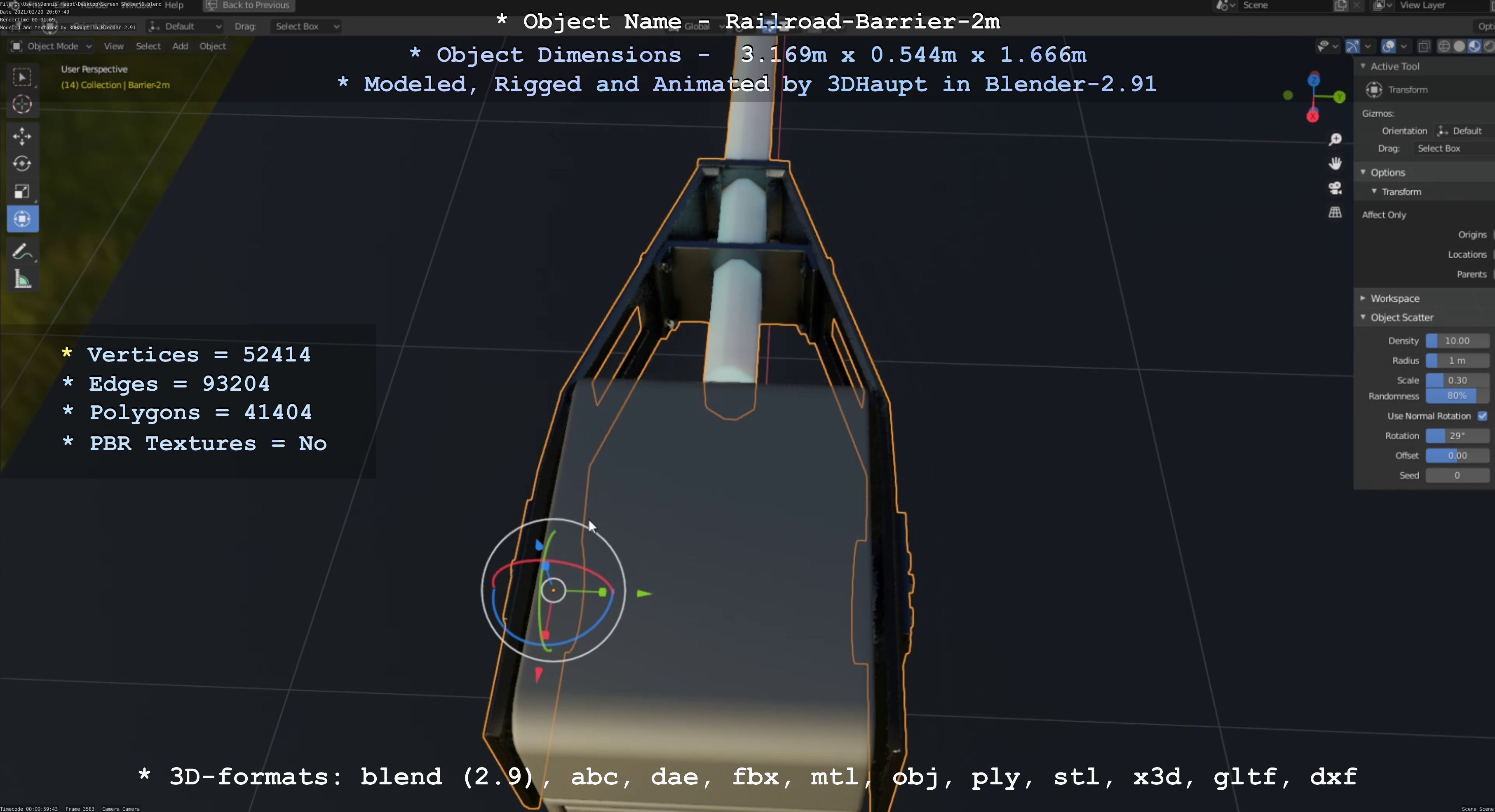 Railroad Barrier 2m High-Poly Version 3D model_30
